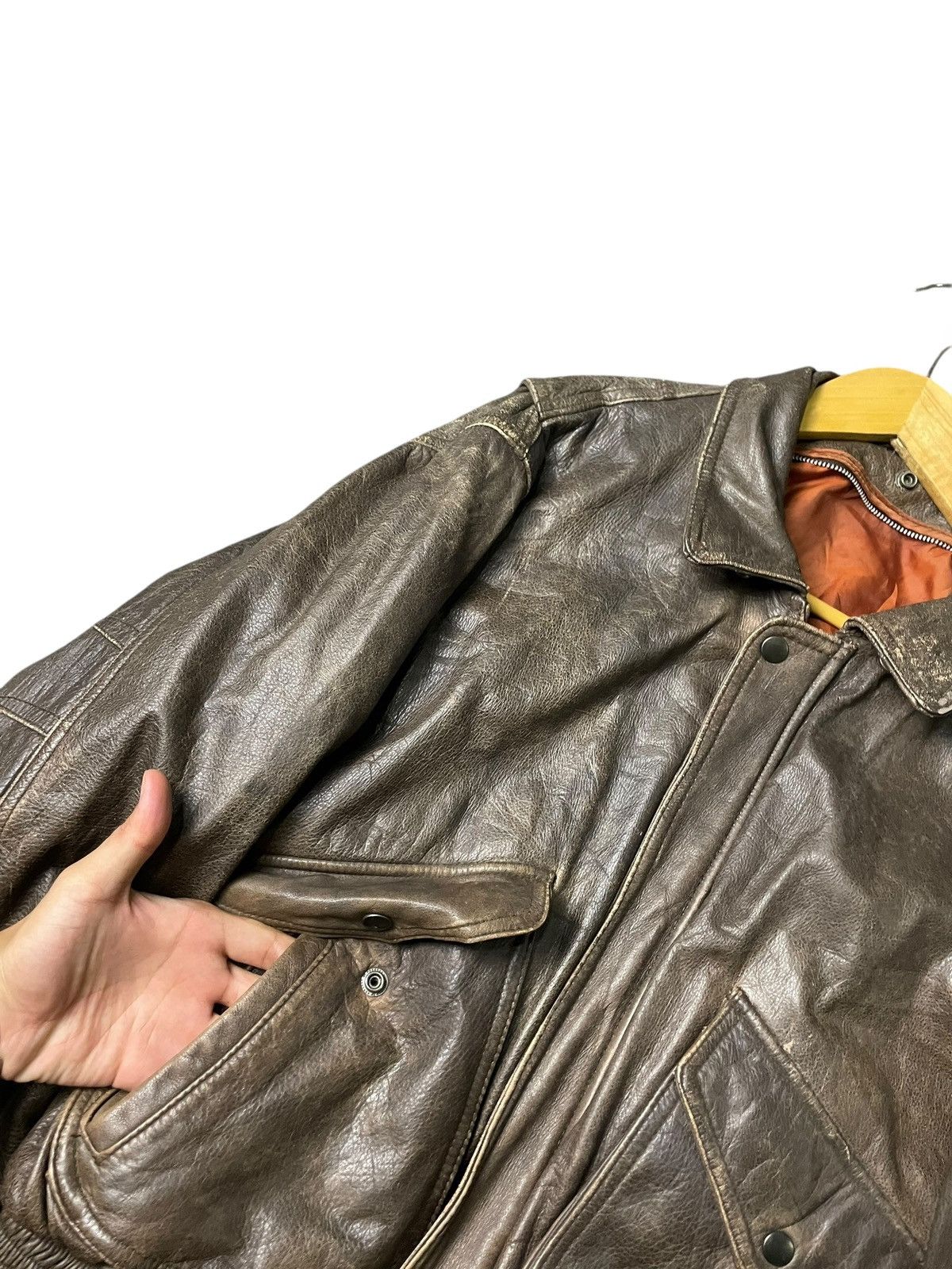 Vintage Japanese Brand Utility Pocket Leather Jacket (101) Size US XXS / EU 40 - 5 Thumbnail