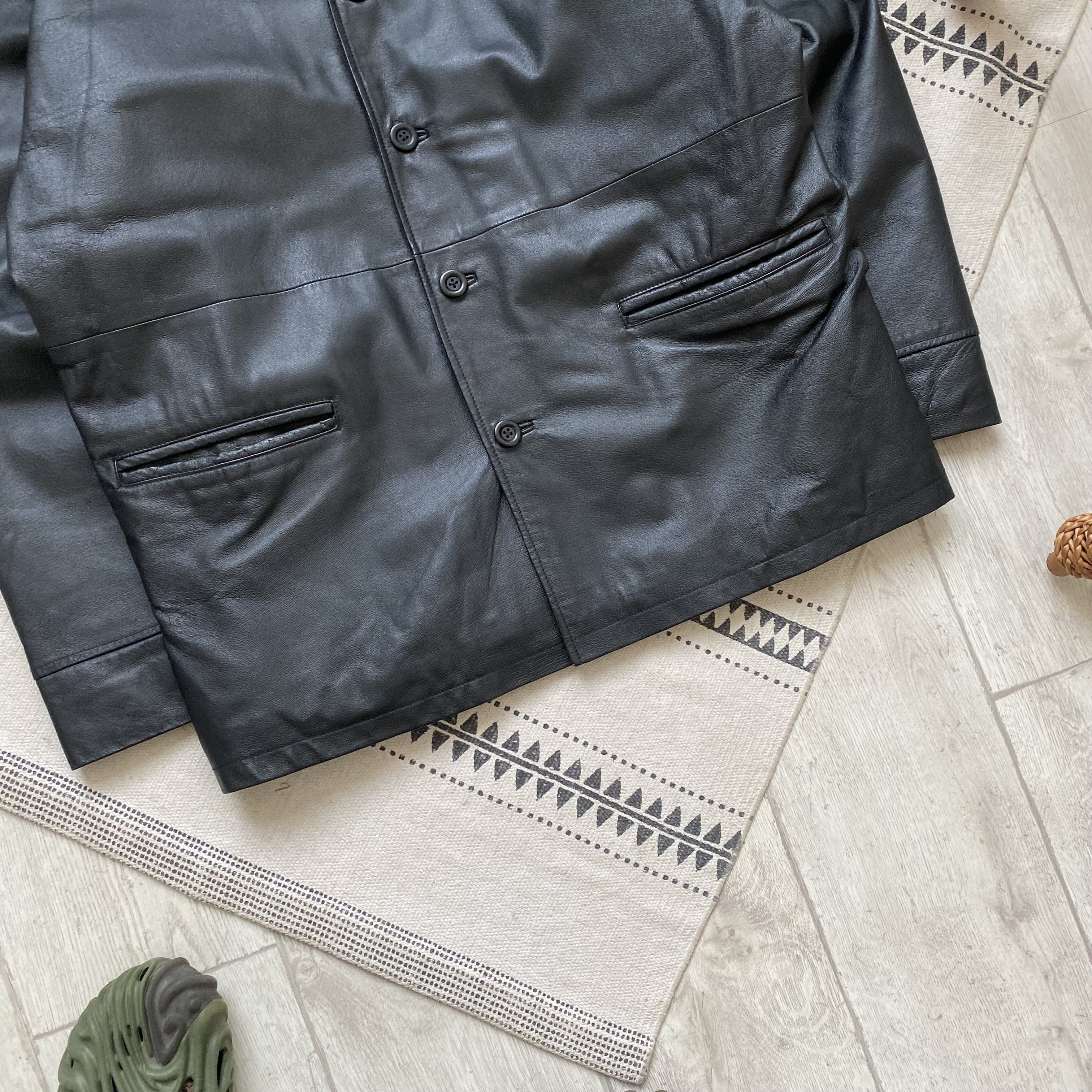 Genuine Leather Vintage 90s Real Leather jacket Balenciaga style Button up Size US XL / EU 56 / 4 - 3 Thumbnail