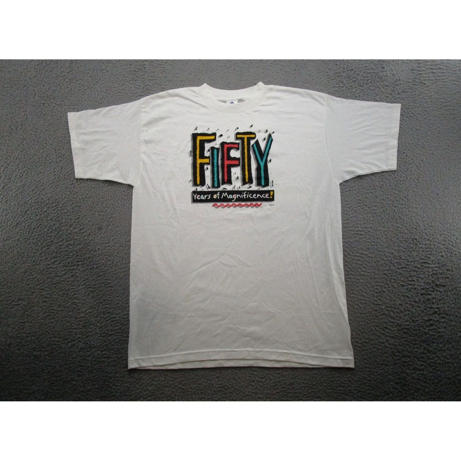 Vintage VINTAGE 90s Fifty Year Old Birthday Comedy Single Stitch Shirt XL White Mens T-Shirt 90s Size US XL / EU 56 / 4 - 2 Thumbnail