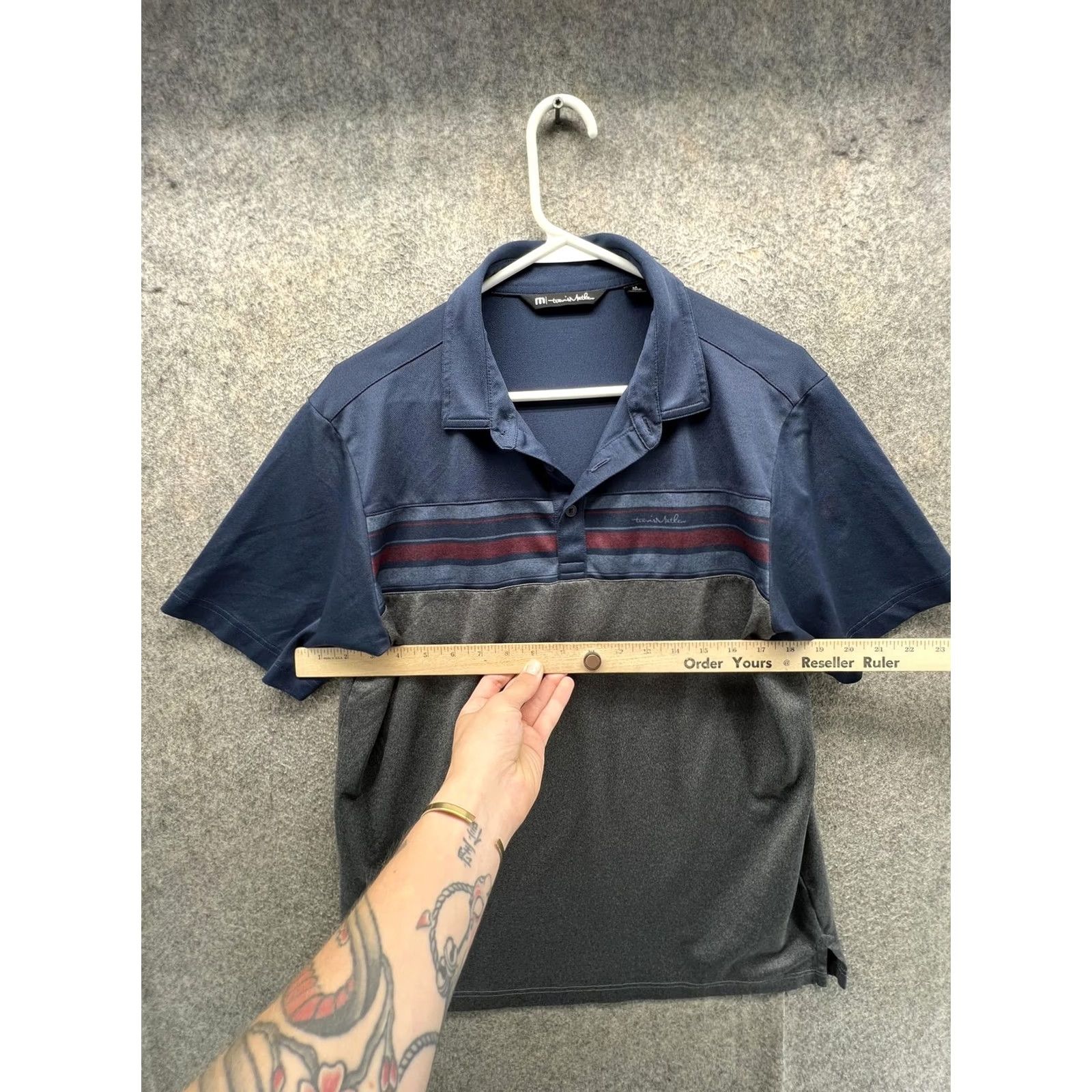TravisMathew Travis Mathew Polo Shirt Mens Medium Blue Gray Stripe Golf Casual Short Sleeve Shirt Mens Size US M / EU 48-50 / 2 - 4 Thumbnail