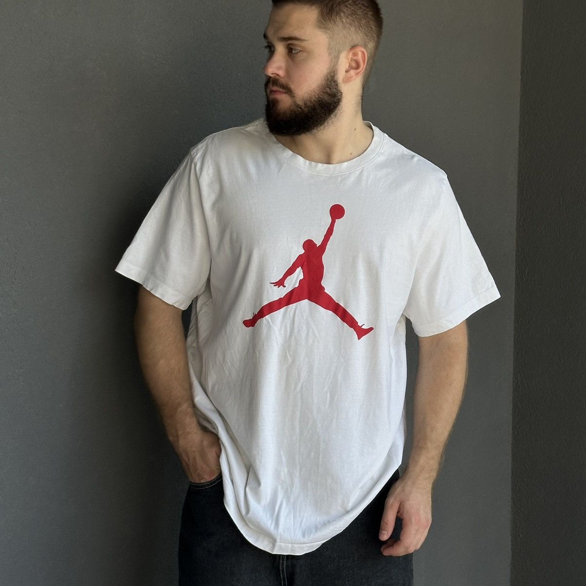 Jordan Brand Streetwear Vintage Vintage Jordan T shirts Big Logo Distressed Y2K 00s USA Grailed