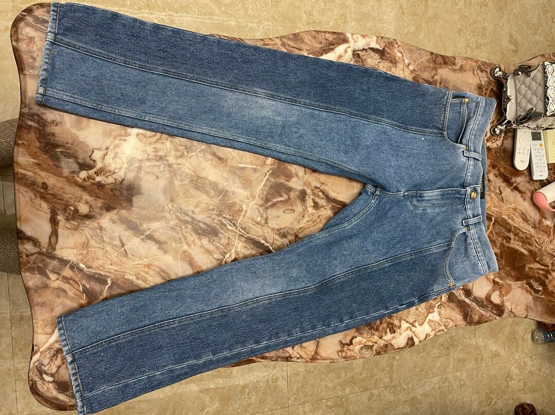 Versace Versace 95 New Leather Logo Jeans Size US 35 - 1 Thumbnail
