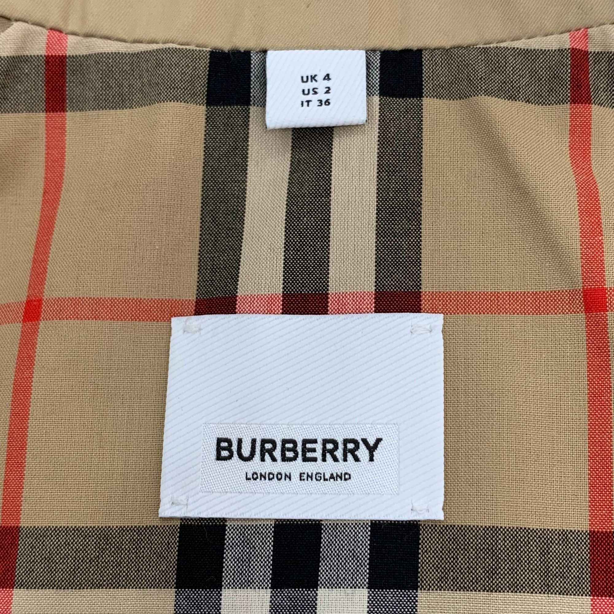 Burberry X9249 Burberry Womens Beige Trench Coat With Brown Pocket Size XS / US 0-2 / IT 36-38 - 6 Thumbnail