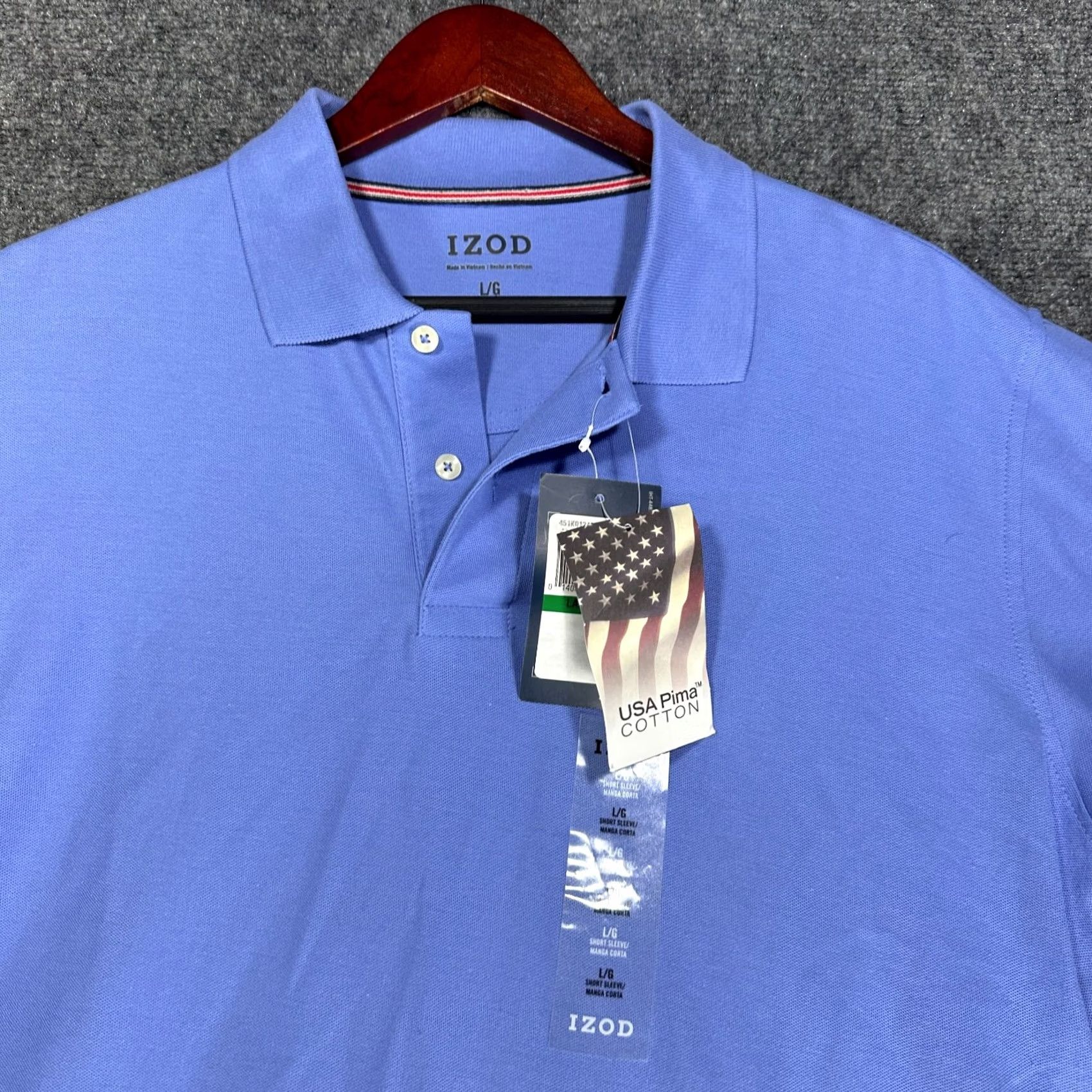 Izod Izod Polo Shirt Mens Large Blue Short Sleeve Pima Cotton No Roll Collar NEW Size US L / EU 52-54 / 3 - 2 Thumbnail