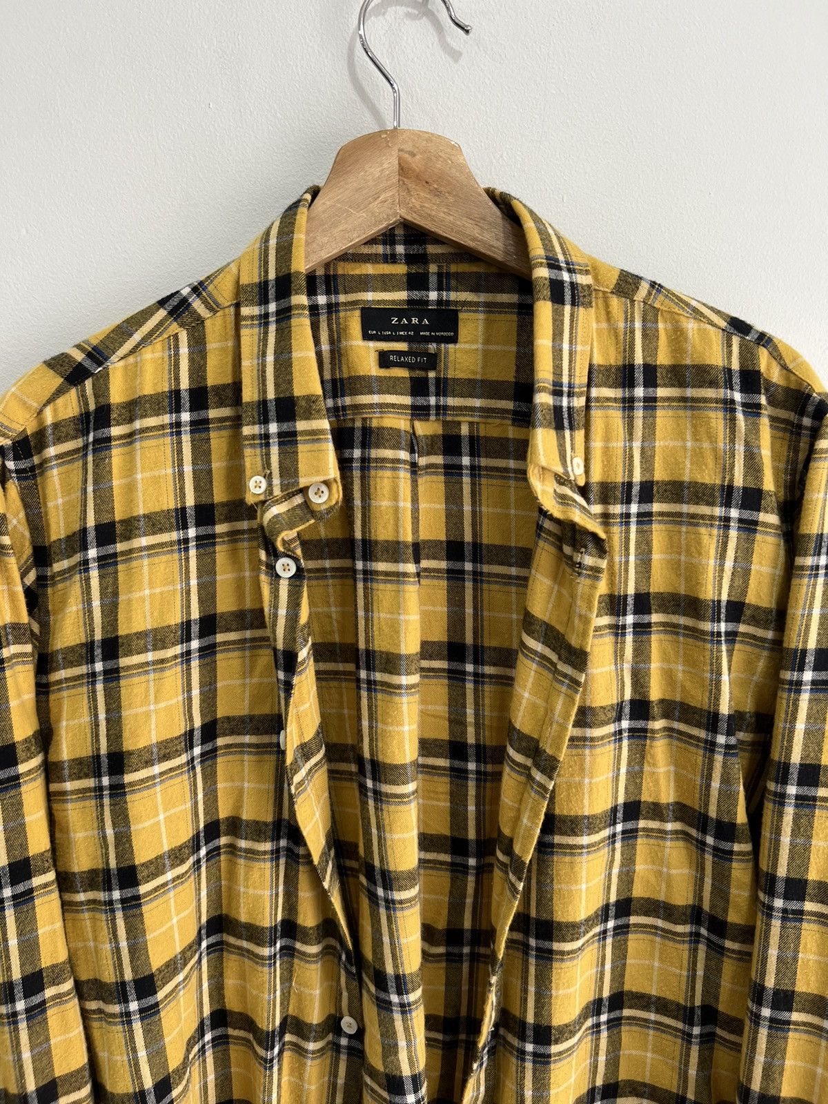 Zara Mens Zara Plaid Yellow Flannel Button Up Shirt L Size US L / EU 52-54 / 3 - 3 Thumbnail