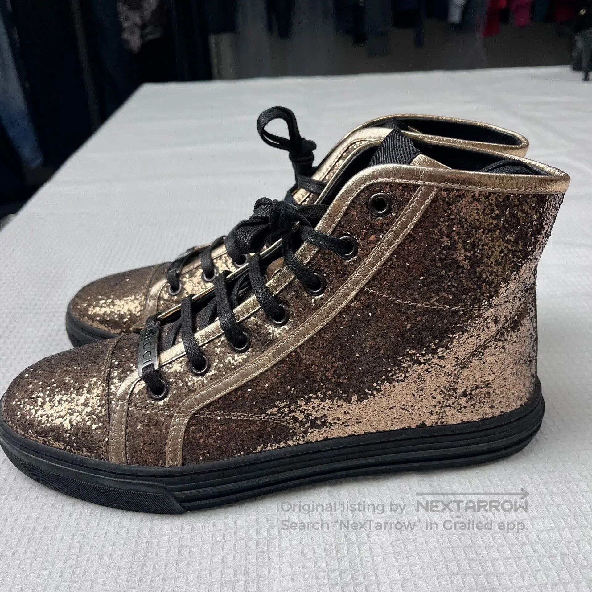 Gucci Gucci Rose Gold High-Top Sneakers 37.5. Size US 6.5 / IT 36.5 - 2 Thumbnail