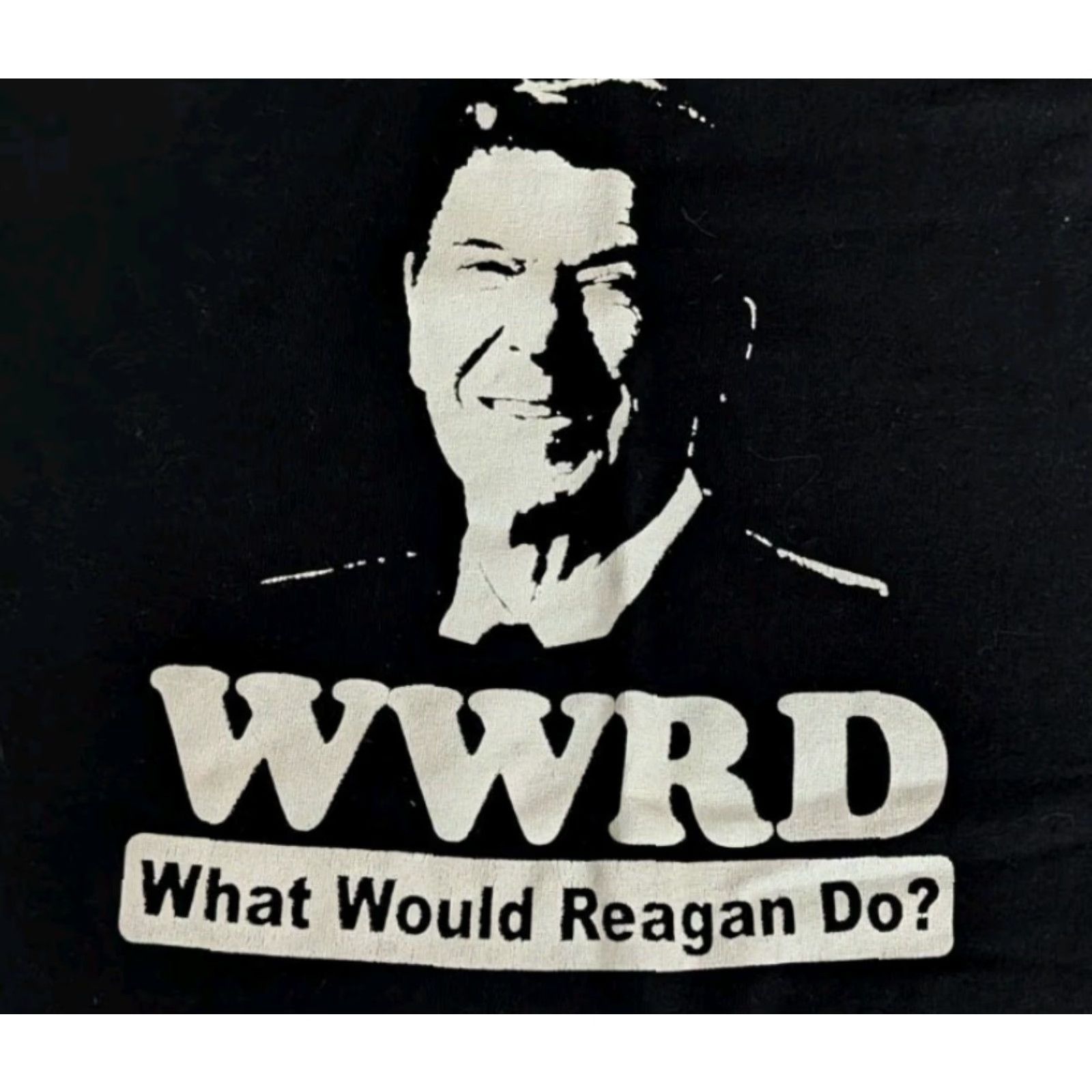 Gildan VINTAGE Gildan Black T-Shirt Mens Large Reagan WWRD Graphic Print POTUS Ronald Reagan 90s? Size US L / EU 52-54 / 3 - 2 Thumbnail