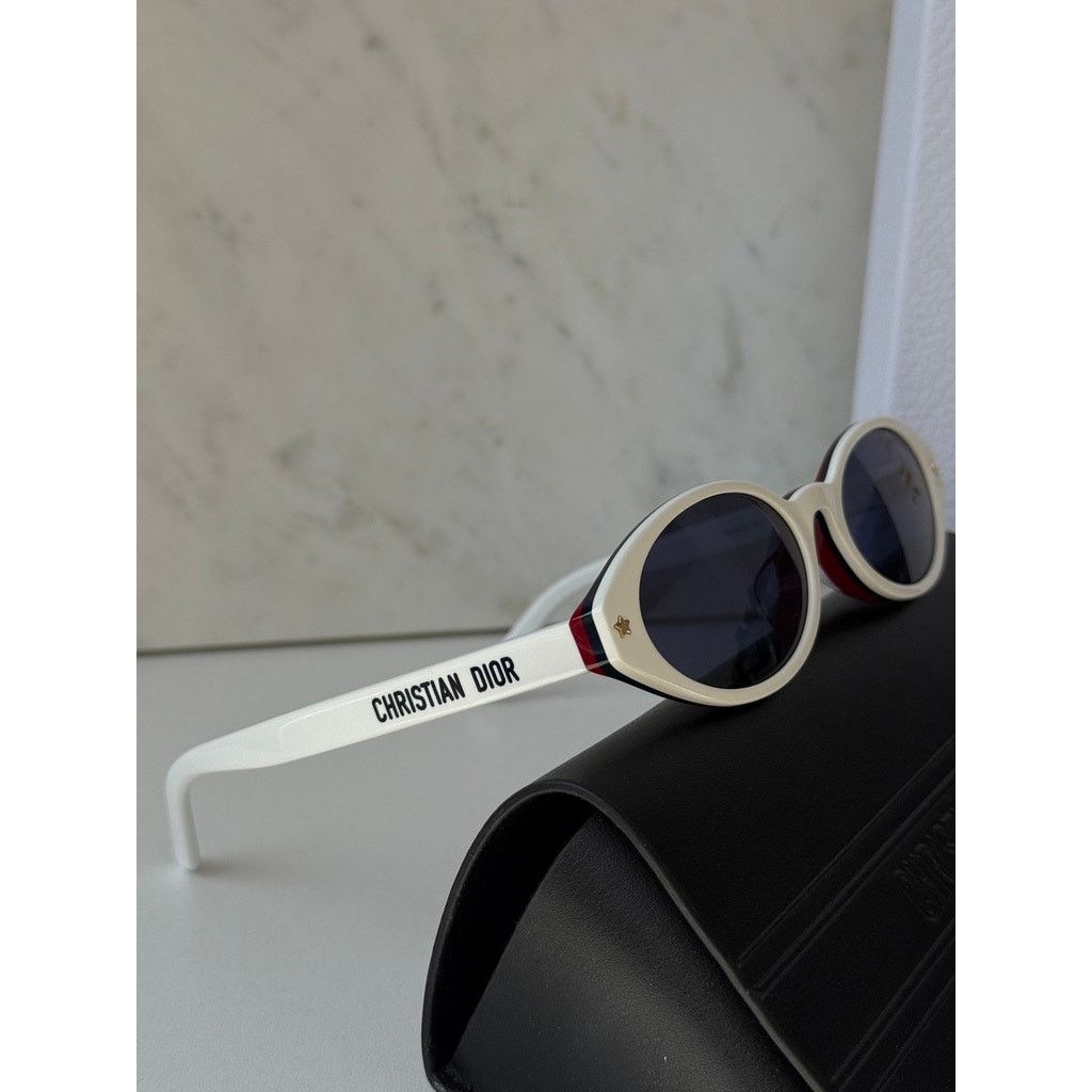 Dior NEW Dior Pacific S1F Oval Round Sunglasses White Navy Blue Size ONE SIZE - 4 Thumbnail
