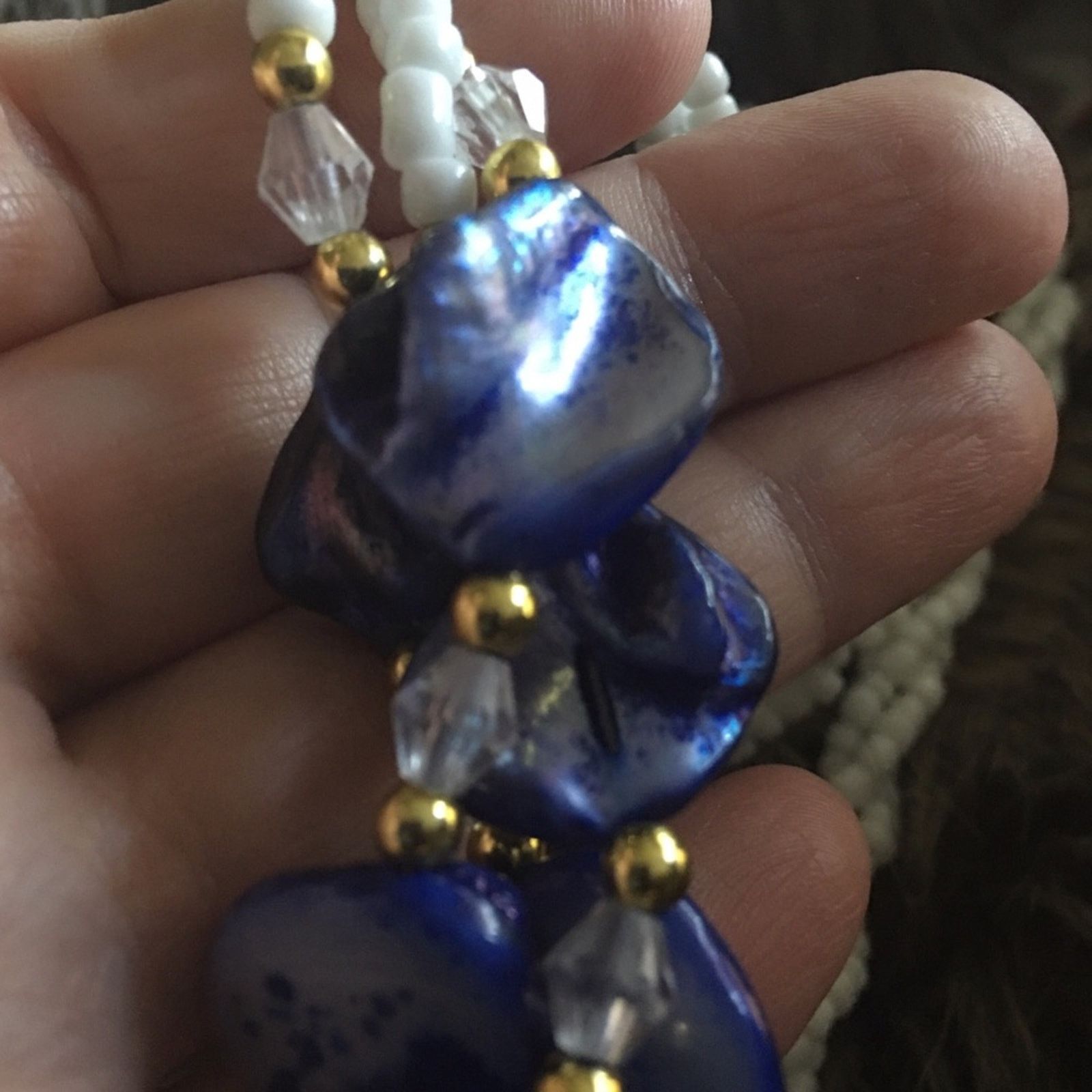 Vintage Vintage 80s blue abalone shell seed bead necklace Size ONE SIZE - 7 Thumbnail