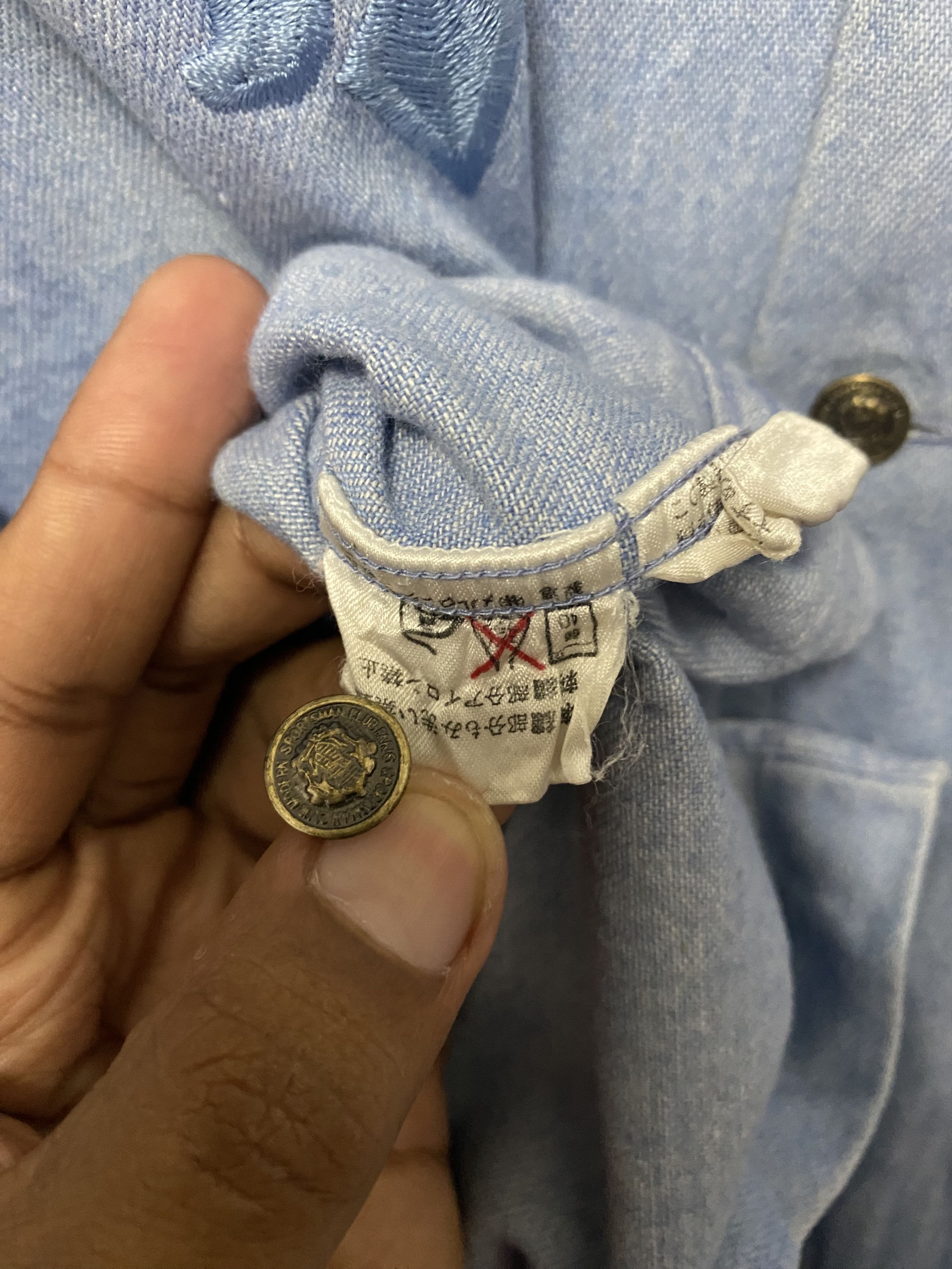 Melrose Vintage Men Melrose Pattern Embroidery Chambray Shirts Size US L / EU 52-54 / 3 - 11 Thumbnail