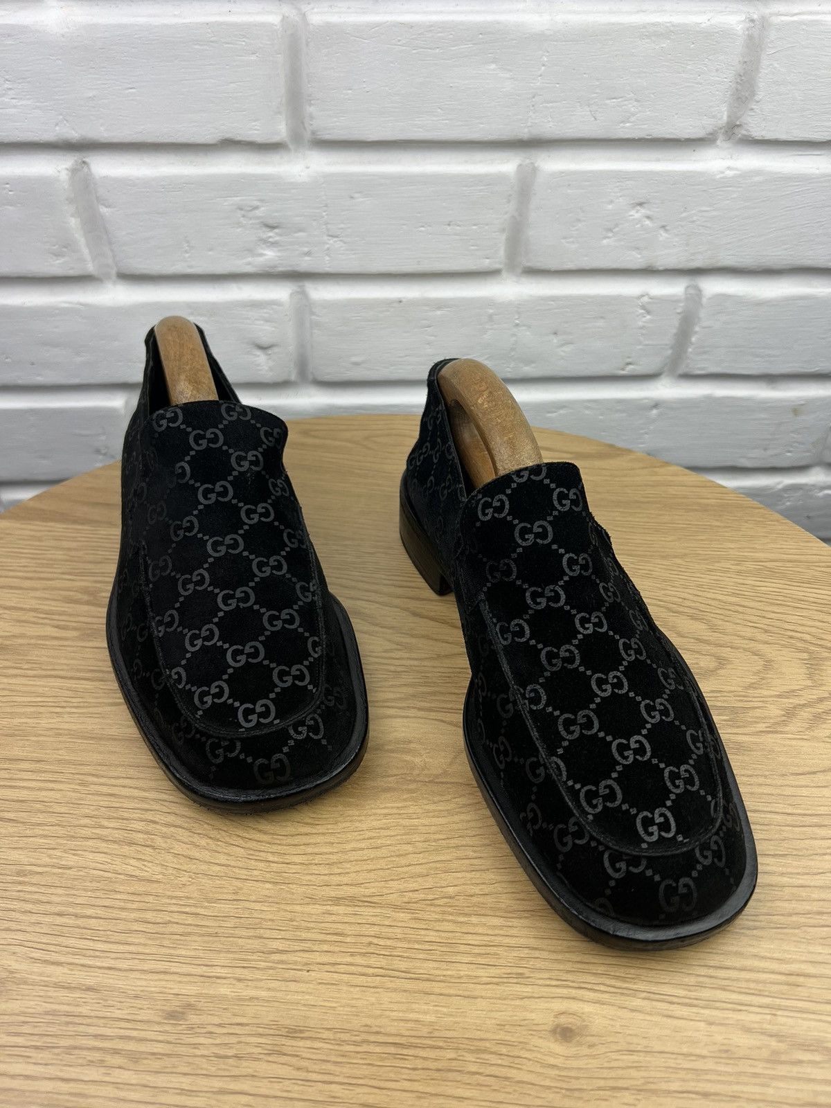 Gucci GUCCI Loafers Suede Shoes GG Monogram Canvas Black Men’s Size US 8 / EU 41 - 4 Thumbnail