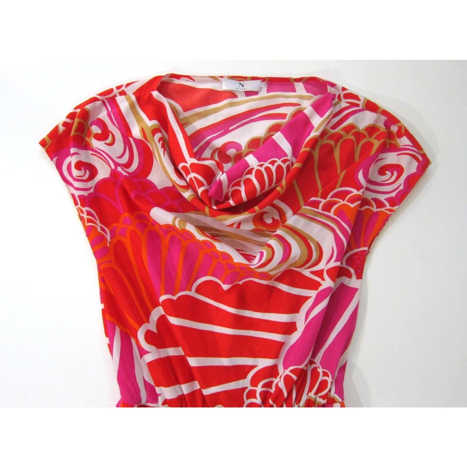 Vintage Natori Pink Orange White Geometric Cap Sleeve Tent A-Line Sheath Tunic Dress S Size S / US 4 / IT 40 - 3 Thumbnail