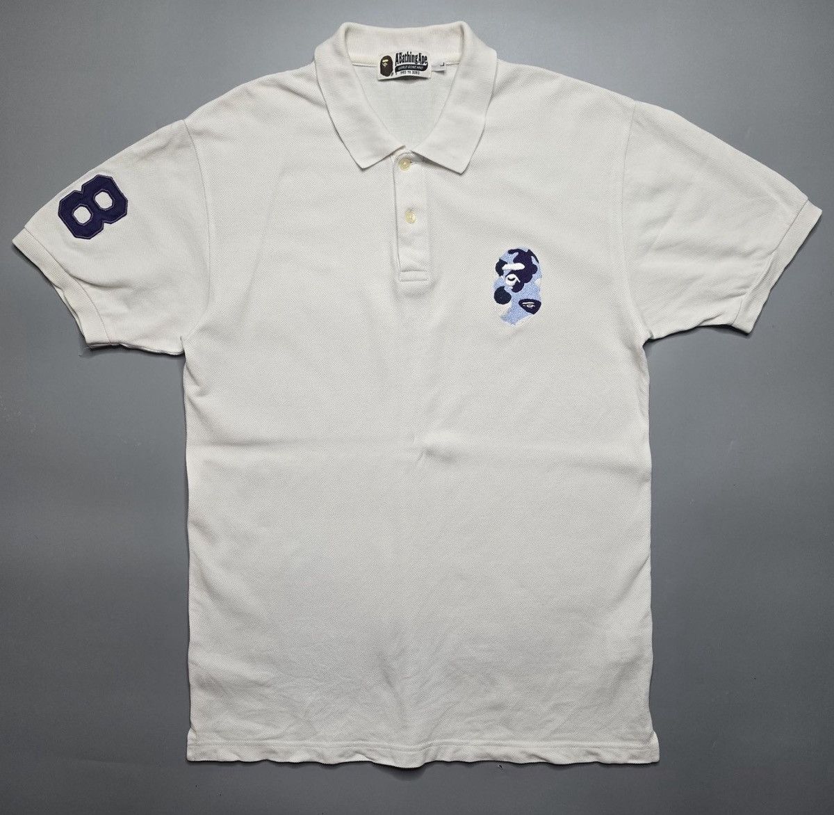BAPE 93番 ホワイトポロシャツ Bape Vintage Bape polo shirt A Bathing Ape 93 Rip-off Polo