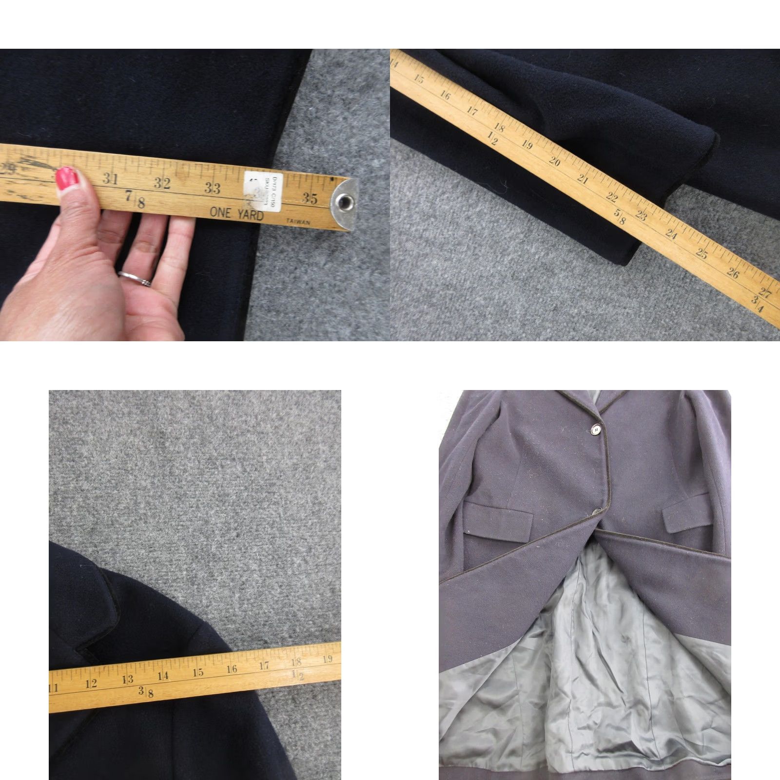 Vintage BARNEYS NEW YORK Coat Womens 42 Navy Wool Cashmere Classic Overcoat Lined Size US XS / EU 42 / 0 - 8 Thumbnail