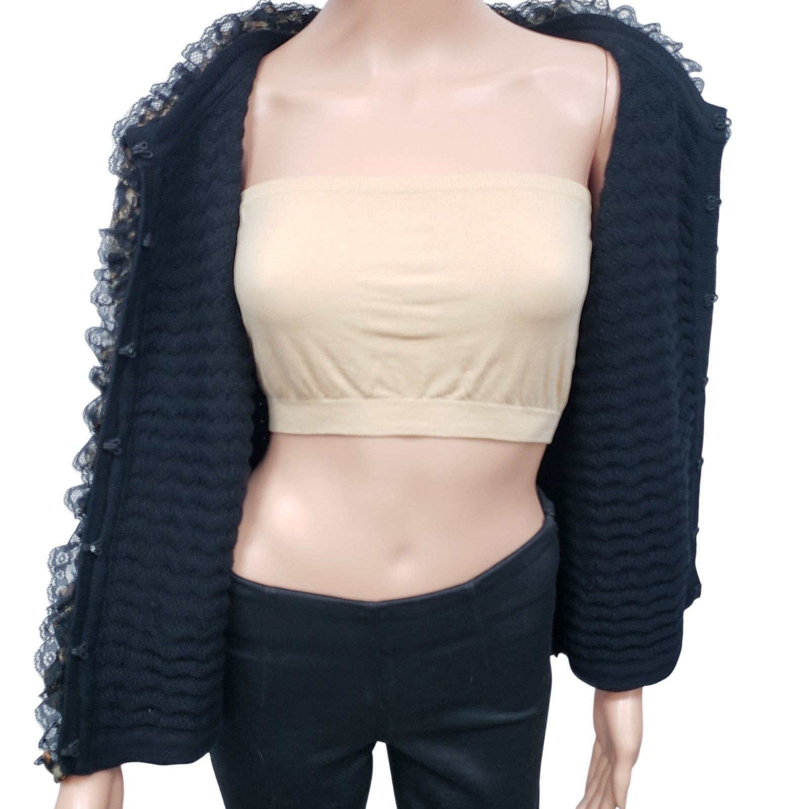 Chicos Chicos Cardigan Sweater Animal Print Lace Ruffle Trim 0 S Size S / US 4 / IT 40 - 11 Thumbnail