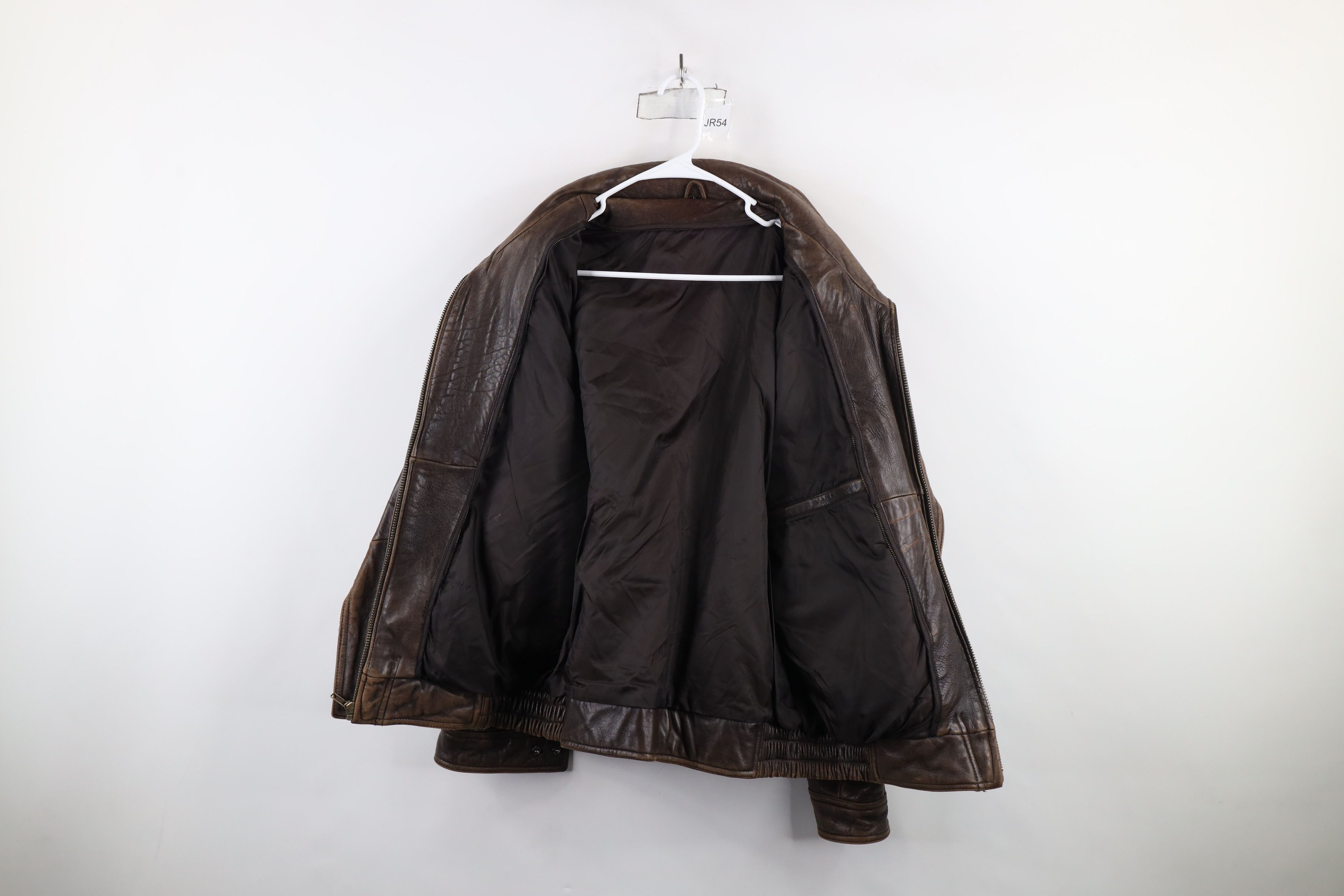 Vintage Vintage 90s Streetwear Leather Flight Bomber Jacket Brown Size US L / EU 52-54 / 3 - 9 Thumbnail