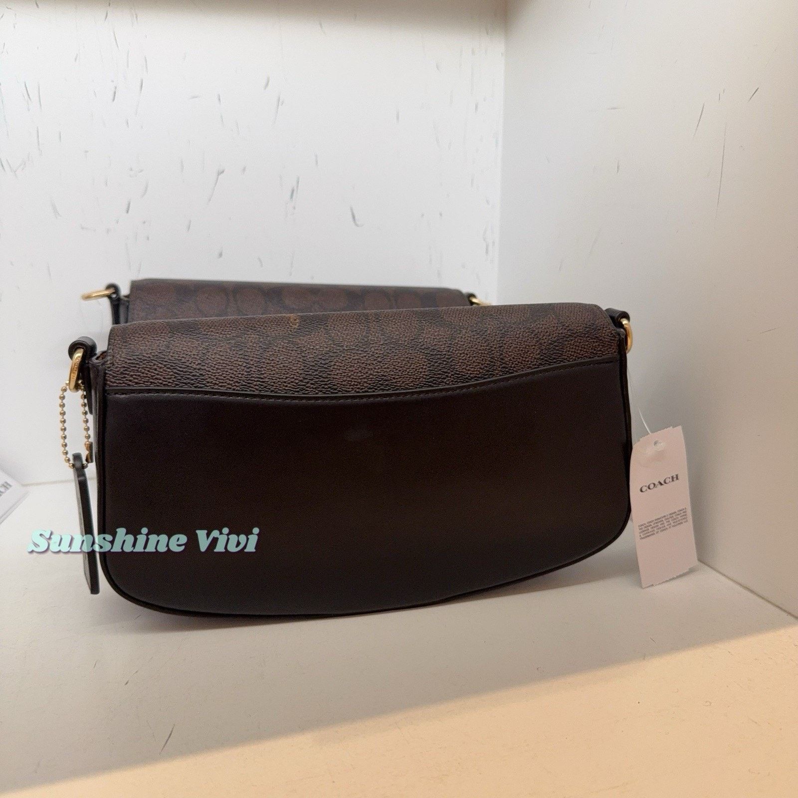 Coach NWT Coach Andrea Shoulder Bag CV973 Gold/Walnut/Black Size ONE SIZE - 4 Thumbnail