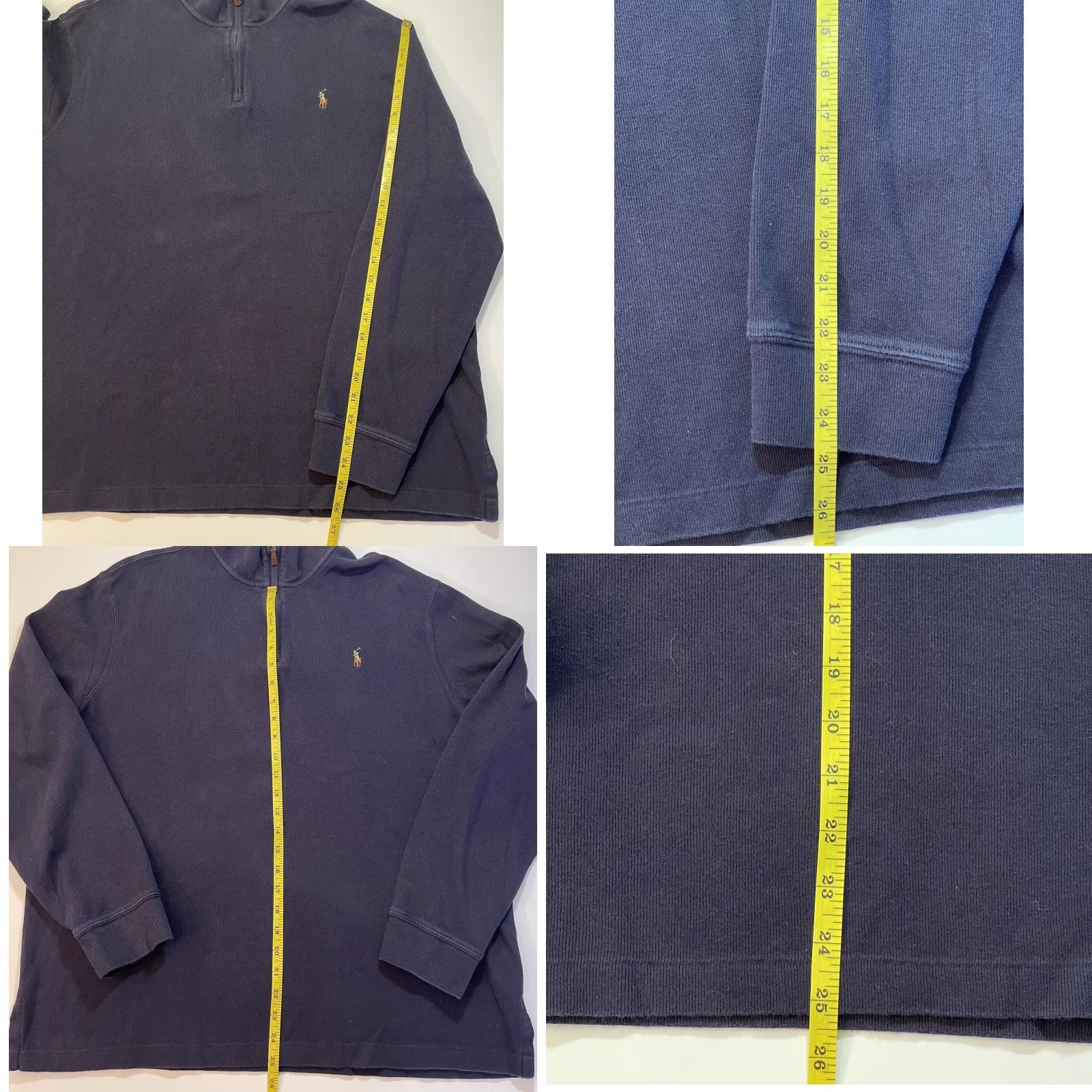 Polo Ralph Lauren Polo Ralph Lauren Estate Rib Sweater 1/4 Zip Mock Neck Pullover Blue XL Mens 1990s Designer Knit Size US XL / EU 56 / 4 - 8 Thumbnail