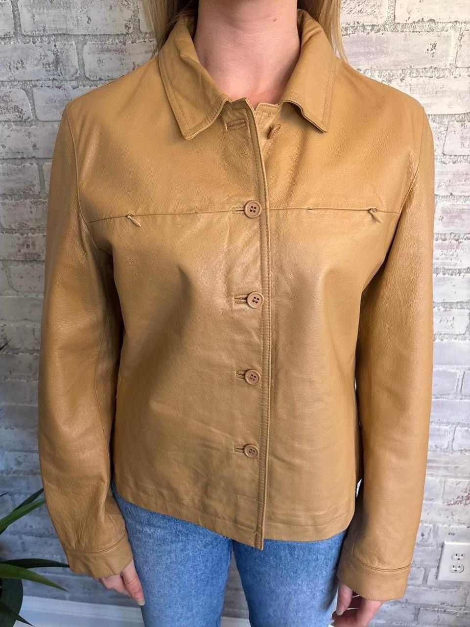 Other Vintage Tan Leather Jacket Size L / US 10 / IT 46 - 5 Thumbnail