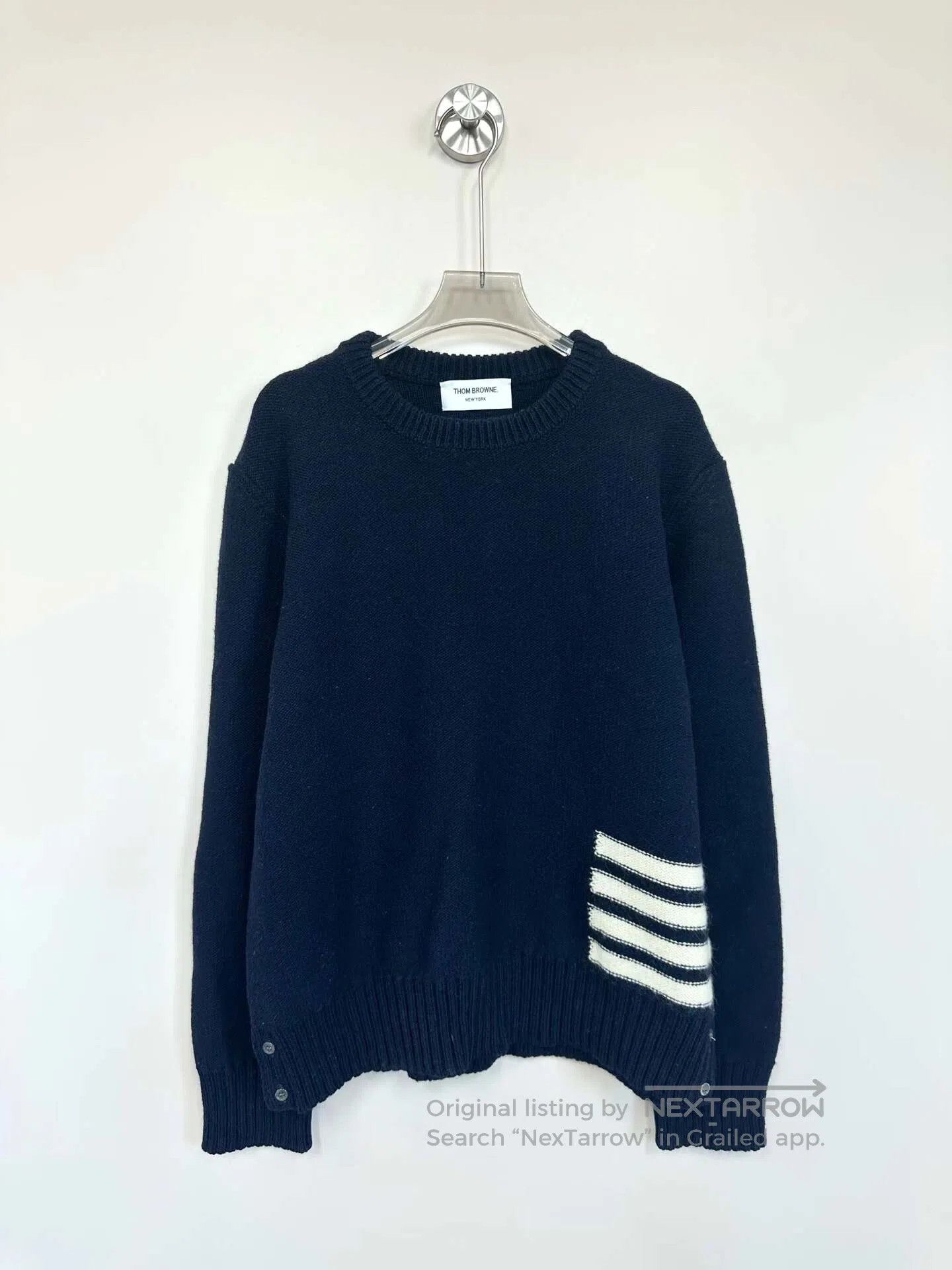 Thom Browne Thom Browne Dark blue classic four-stripe mohair knit swea Size US XL / EU 56 / 4 - 1 Thumbnail
