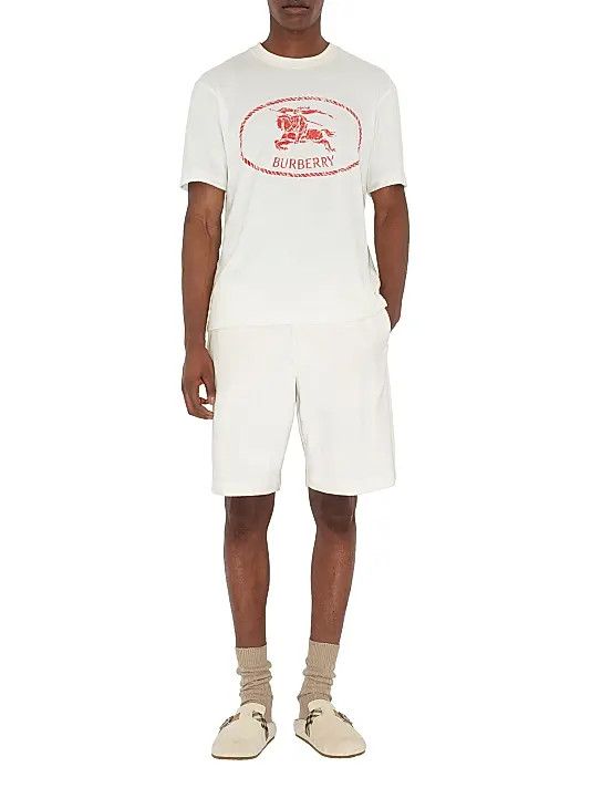 Burberry os11x1225 Logo Graphic Cotton-Blend T-Shirt in Chalk Size US M / EU 48-50 / 2 - 2 Thumbnail