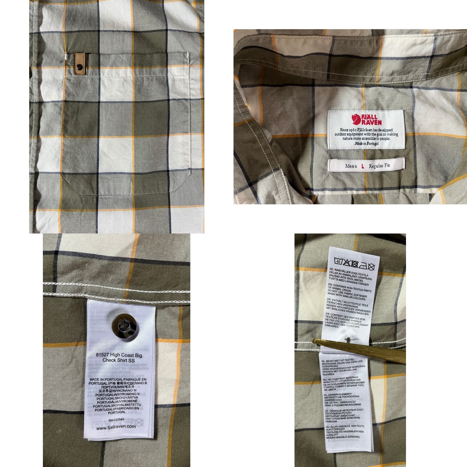 Vintage Men's Fjällräven High Coast Big Check Short Sleeve Shirt Sz L Size US L / EU 52-54 / 3 - 8 Thumbnail