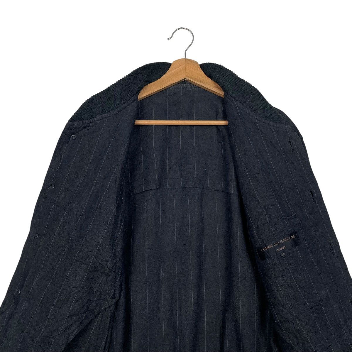 Comme des Garcons Homme Vintage 80s Comme Des Garcons Striped Linen Bomber Jacket Size US M / EU 48-50 / 2 - 12 Thumbnail