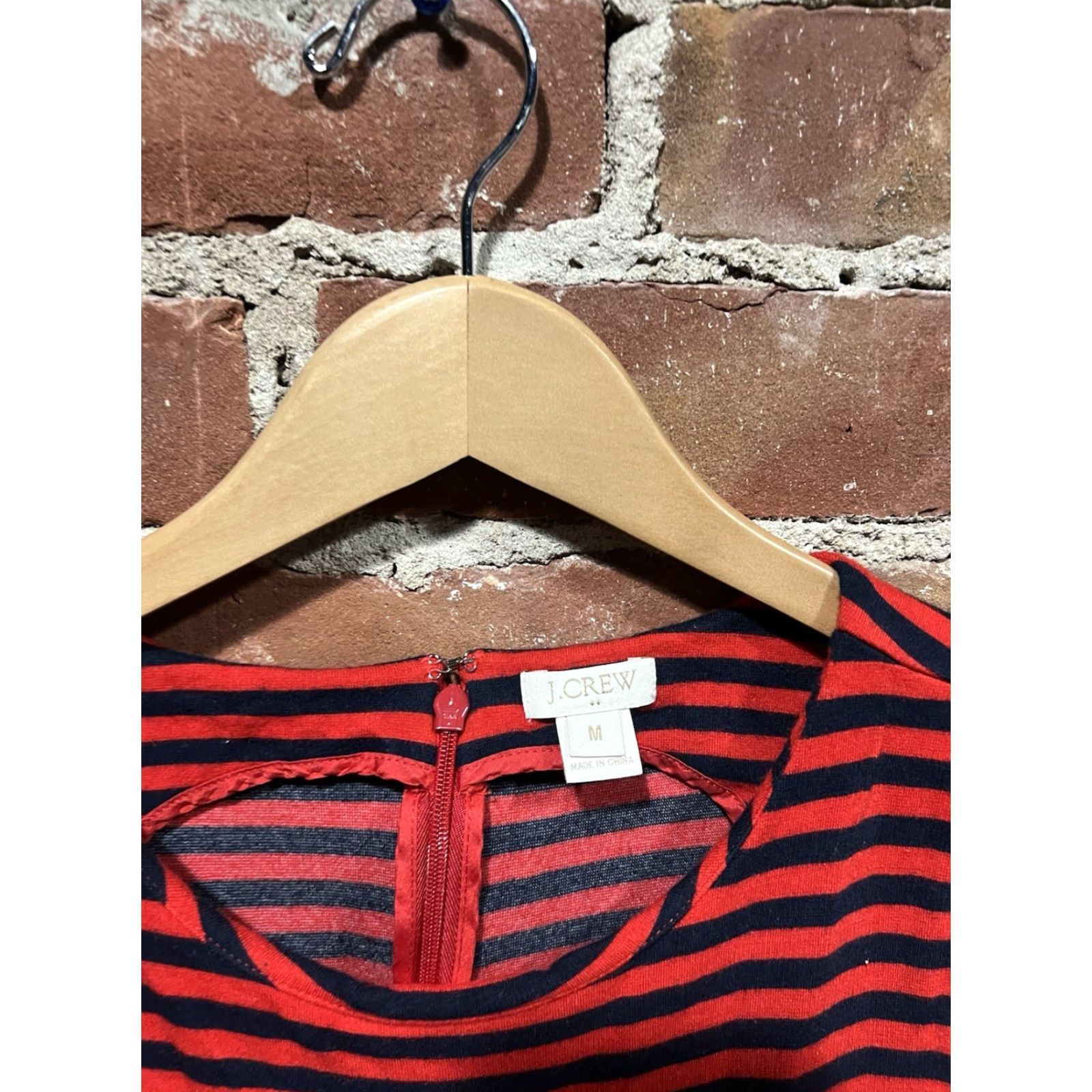 J.Crew J.CREW Womens Red Striped Sleeveless Slip Dress Size M Skinny Knee Length Slip Dress Womens M Red Striped Sleeveless Dress Size M / US 6-8 / IT 42-44 - 3 Thumbnail