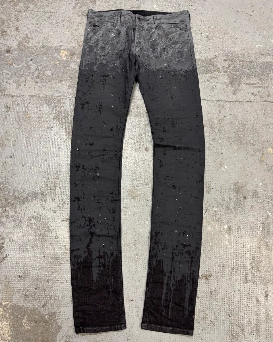 Diesel Gradient Waxed Black Denim Skinny Jeans