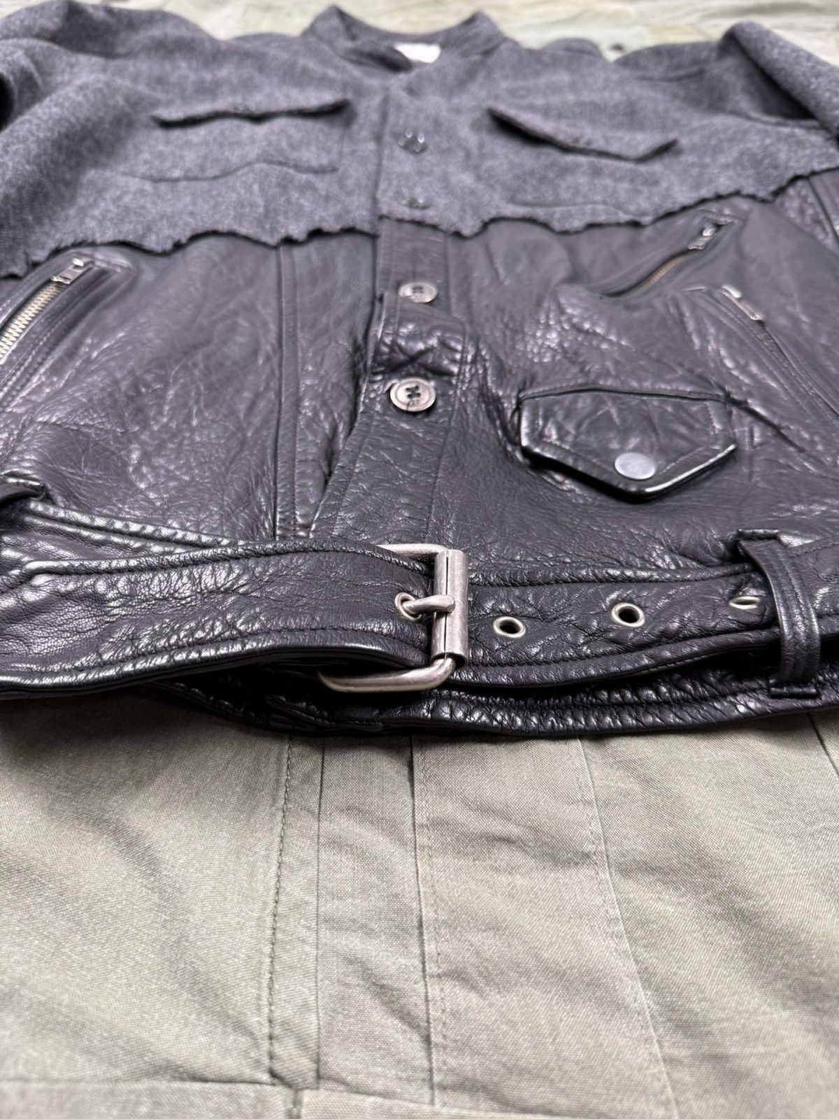 Greg Lauren 50/50 Leather Jacket / Wool Coat Size US L / EU 52-54 / 3 - 5 Thumbnail