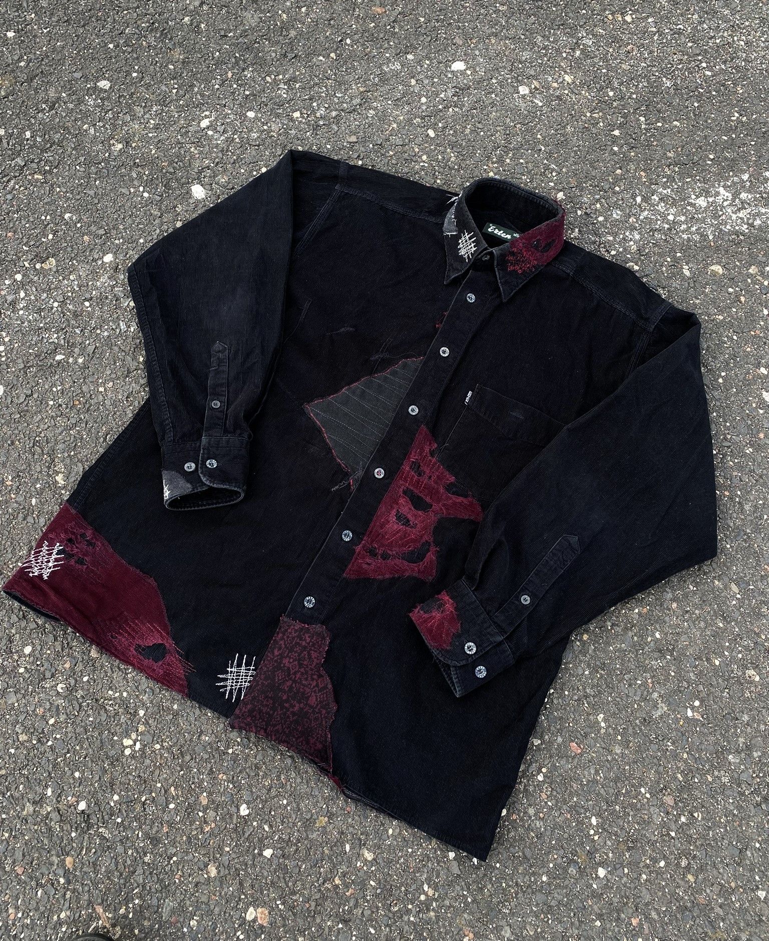 Other Vintage Repaired Patchwork Kapital Inspired Black corduroy Size US L / EU 52-54 / 3 - 1 Thumbnail
