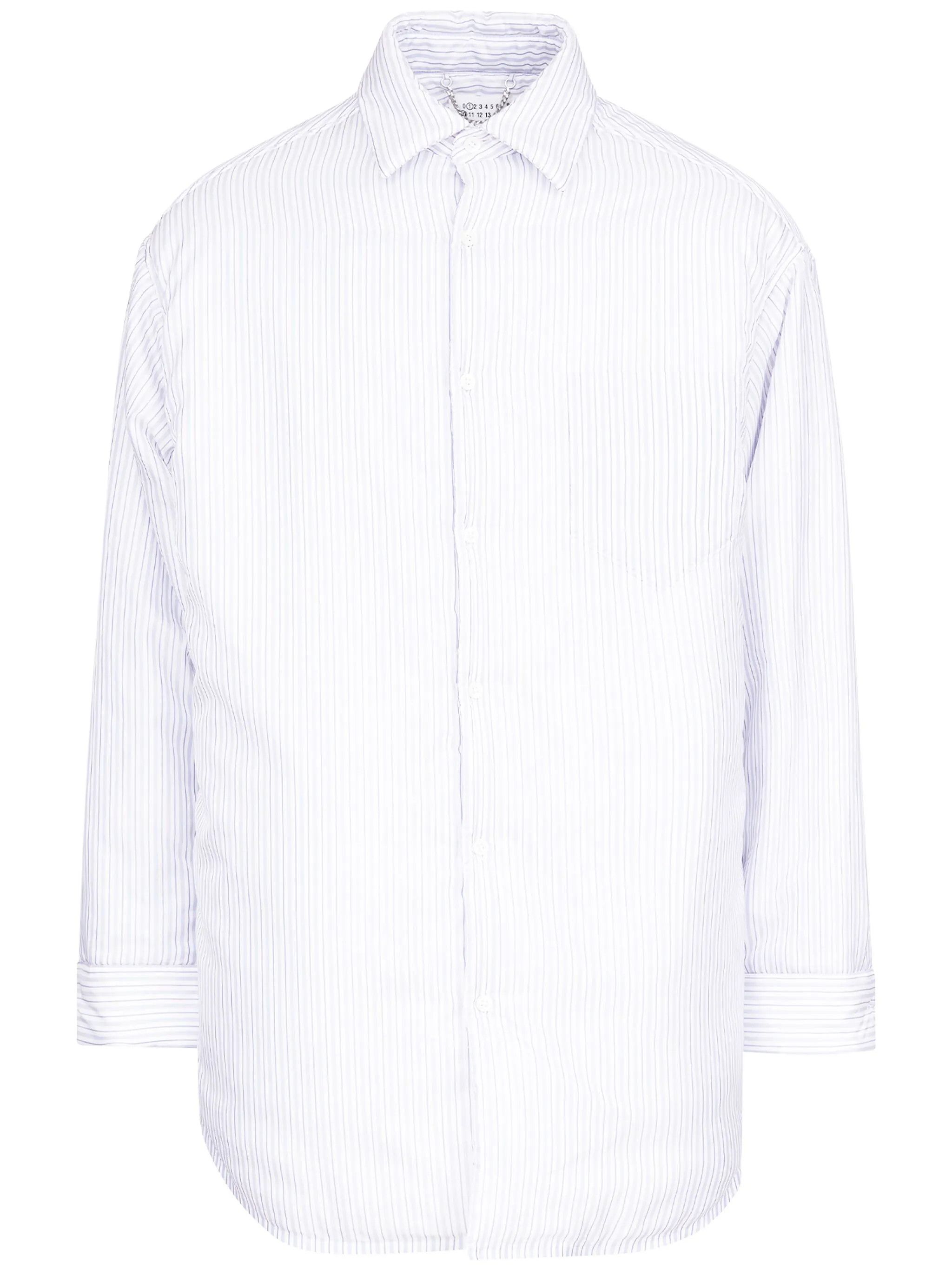 Maison Margiela oc11z0925 Stripe Print Poplin Shirt in White Size US M / EU 48-50 / 2 - 1 Thumbnail