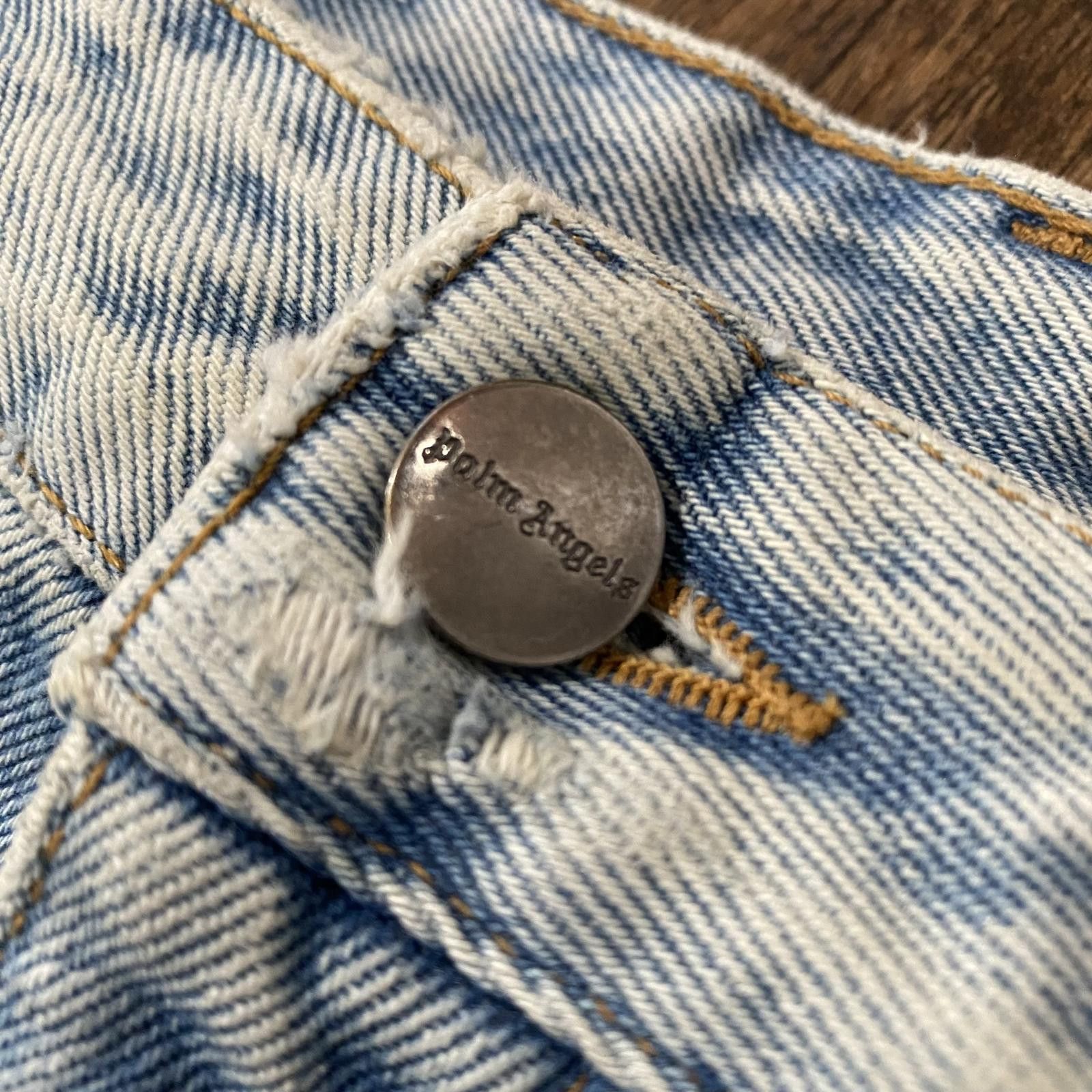 Designer × Palm Angels Palm Angels Curved Logo Washed Denim Slim Jeans Size US 32 / EU 48 - 4 Thumbnail