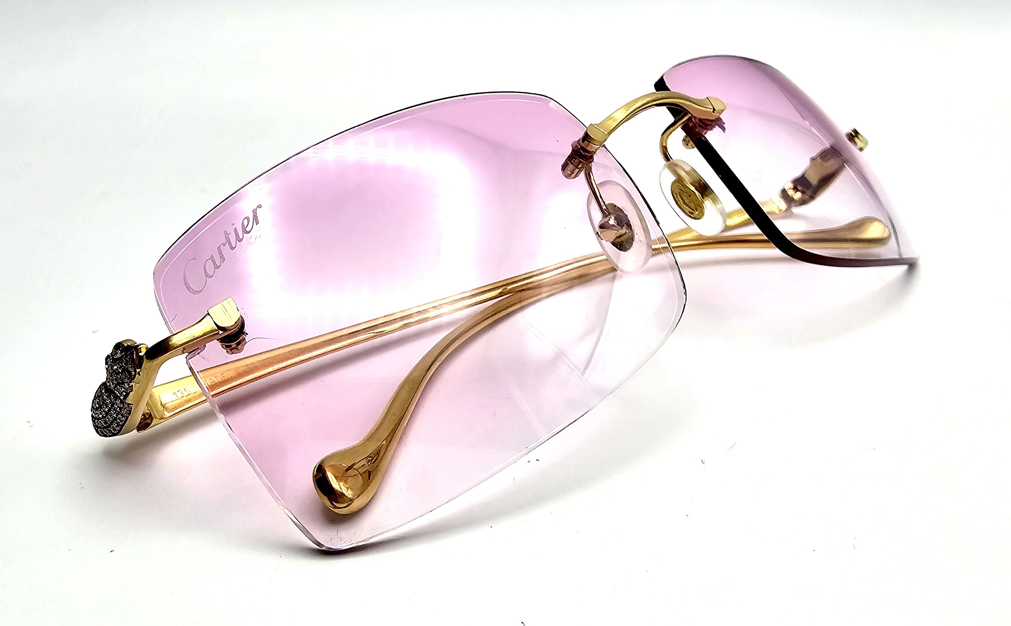 Cartier Cartier Rimless Custom Diamond Gold Sunglasses Size ONE SIZE - 6 Thumbnail