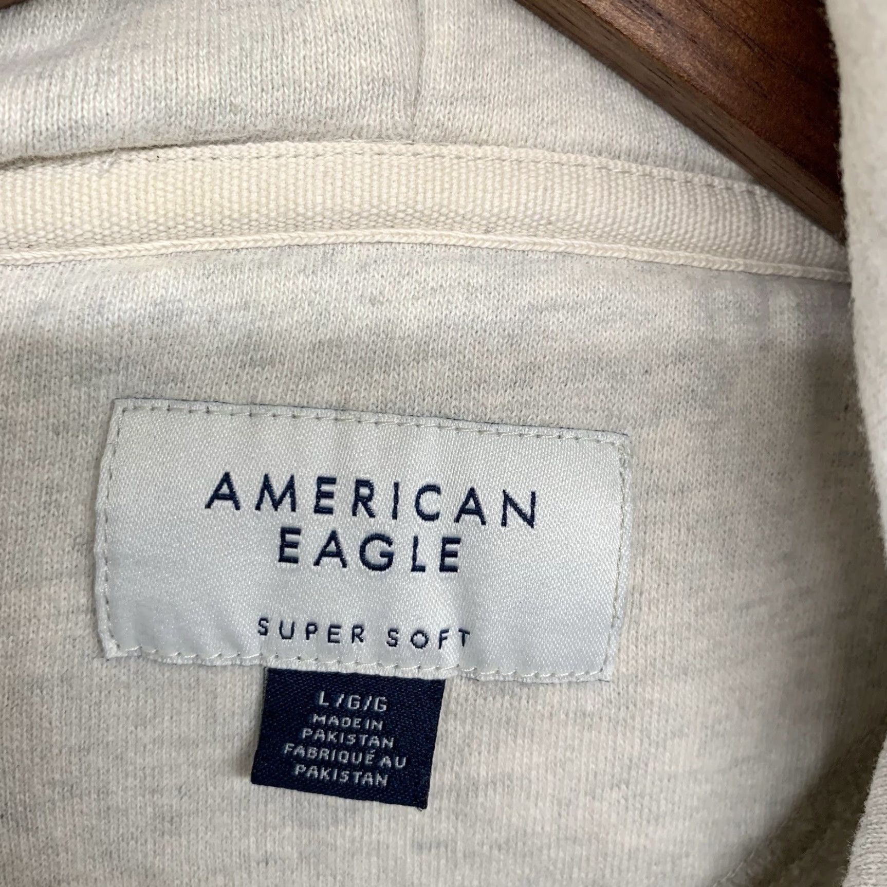 American Eagle Outfitters American Eagle Hoodie Men L Heather Gray Logo Sleeve Pullover Hooded All Seasons Graphic Print Size US L / EU 52-54 / 3 - 3 Thumbnail