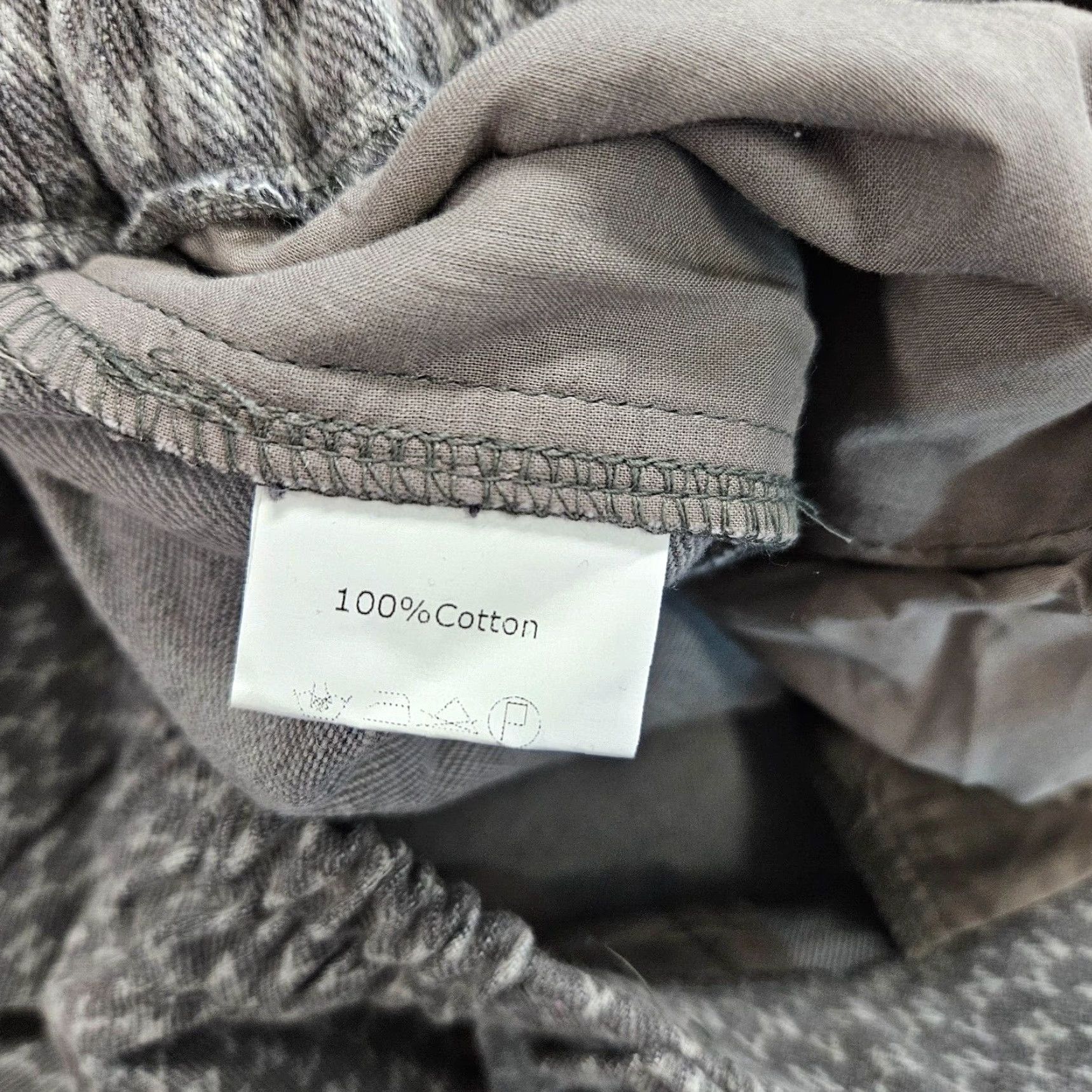 Vintage Buykud Womens Wide Leg Pants 2XL Gray Pull On High Rise Inseam 27.5in Cotton Patches Printed Vintage No Size 40" / US 18 - 8 Thumbnail