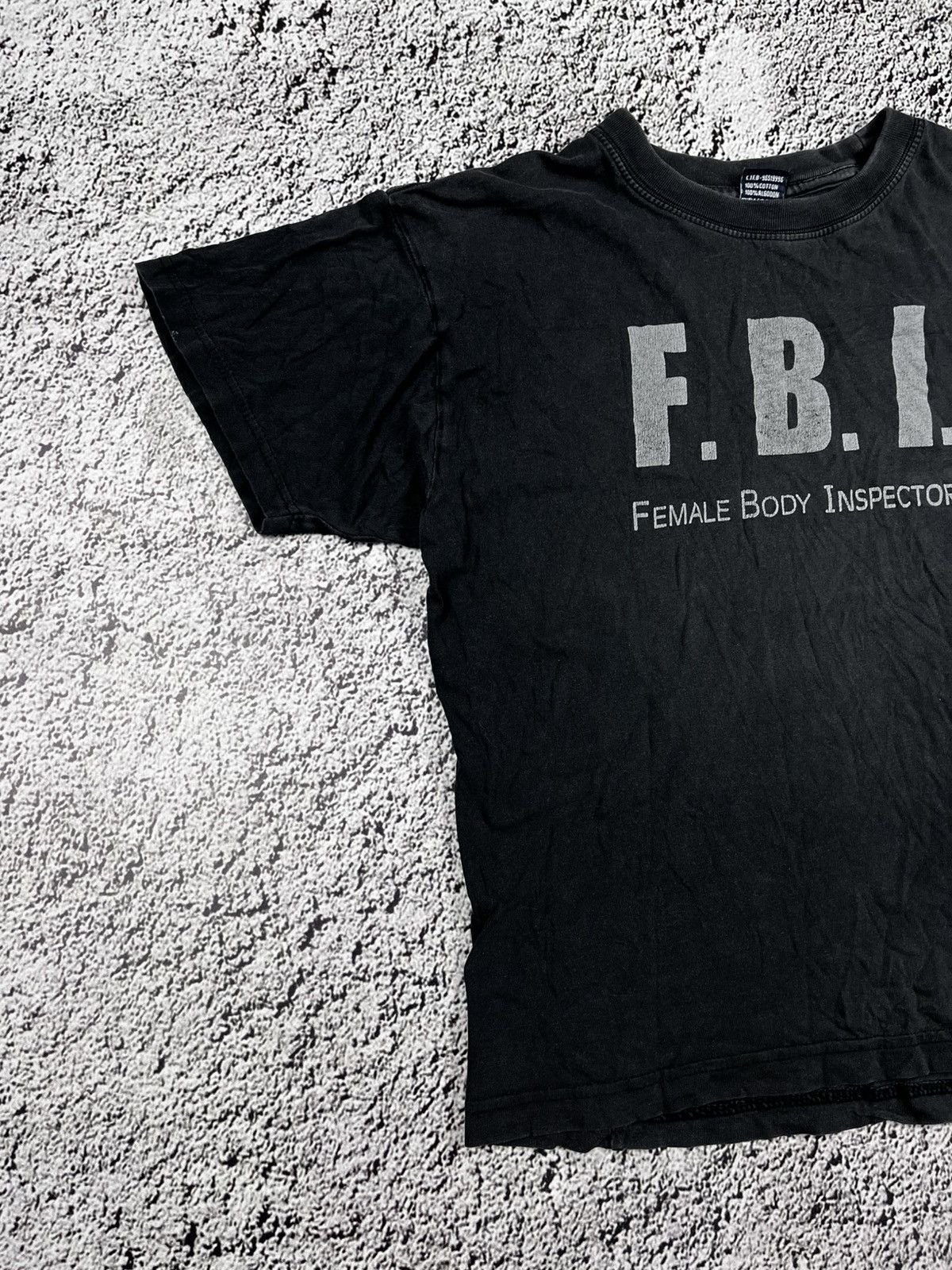 Band Tees Vintage Y2K Humor «Female Body Inspector» trashed t shirt Size US S / EU 44-46 / 1 - 2 Thumbnail