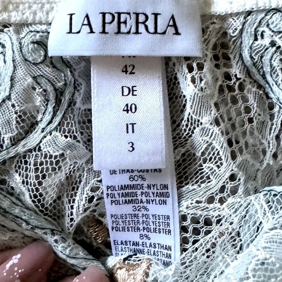 La Perla La Perla White Lace Blue Gold Floral Cheeky Panty M White Lace Blue Gold Floral Panties Women M Size 32" / US 10 / IT 46 - 5 Thumbnail