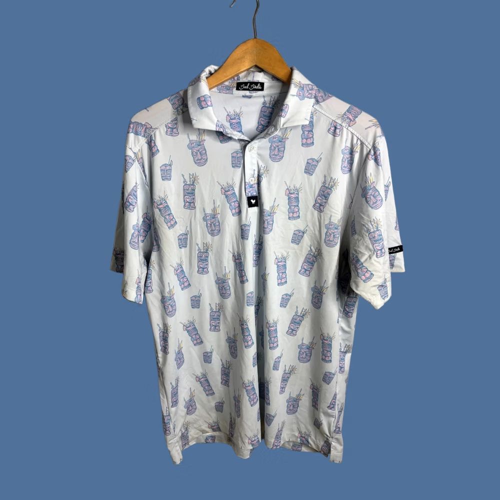 Vintage Bad Birdie Polo Shirt Mens Large Floral Tropical Golf Casual Size US L / EU 52-54 / 3 - 1 Thumbnail