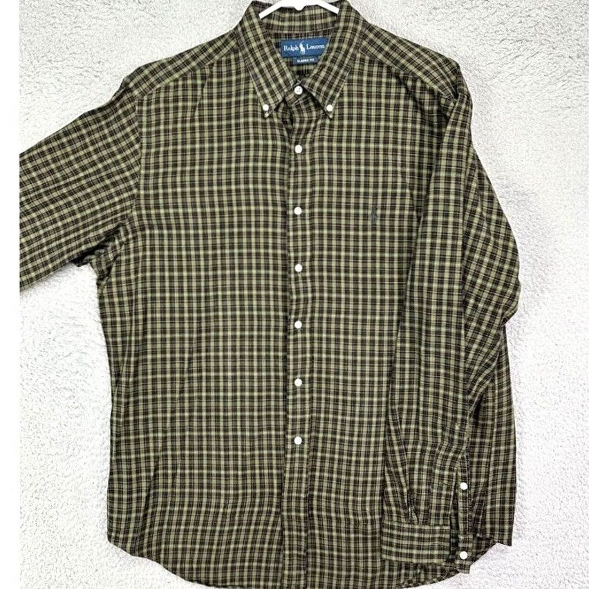 Ralph Lauren Ralph Lauren Shirt Mens Large Green Plaid Classic Fit Button-Down Cotton Pony Size US L / EU 52-54 / 3 - 2 Thumbnail