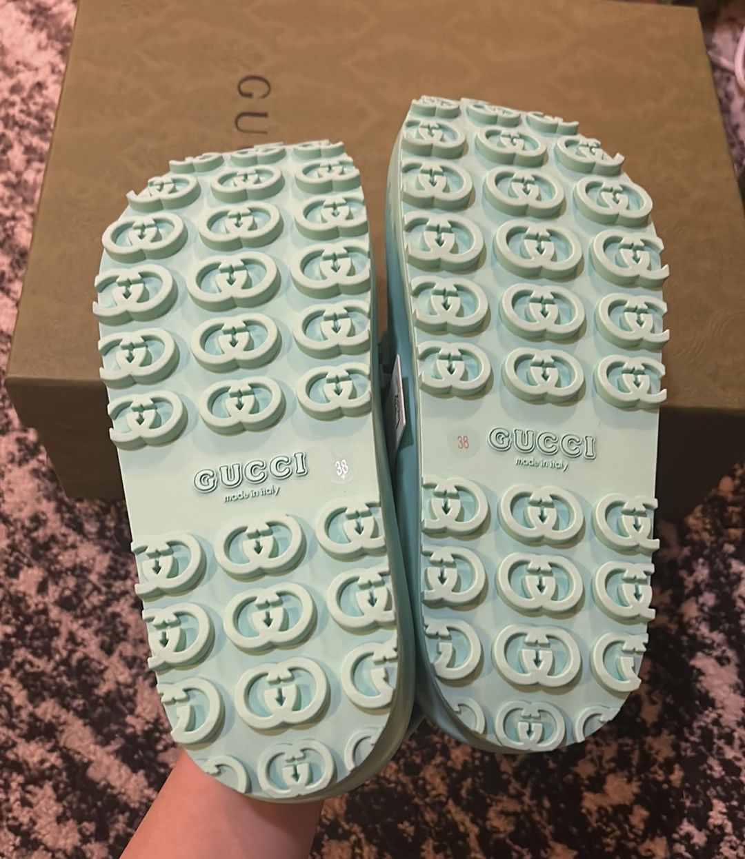 Gucci Gucci Horsebit Flatform Sandal Teal Cyan Size US 8 / IT 38 - 6 Thumbnail