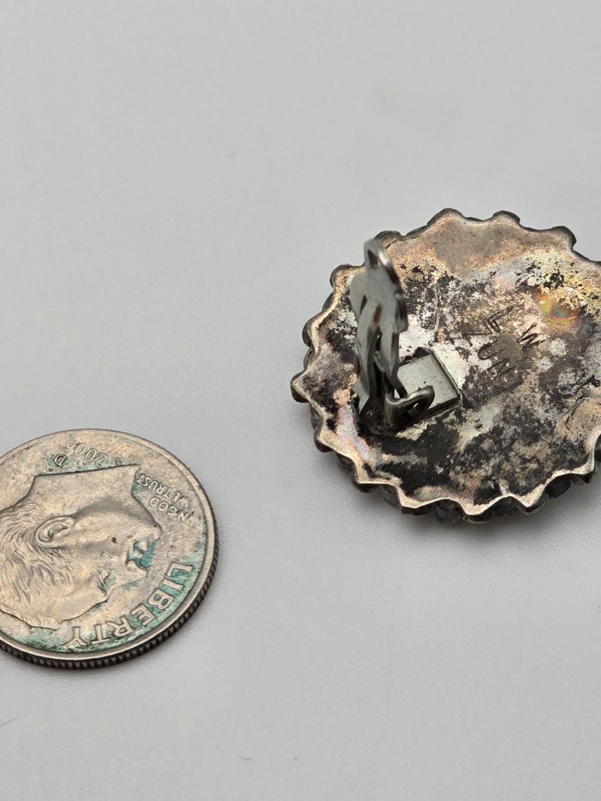 Sterling Silver Vintage Lorraine Waatsa Zuni Sterling Stone Cluster Earrings Size ONE SIZE - 7 Thumbnail