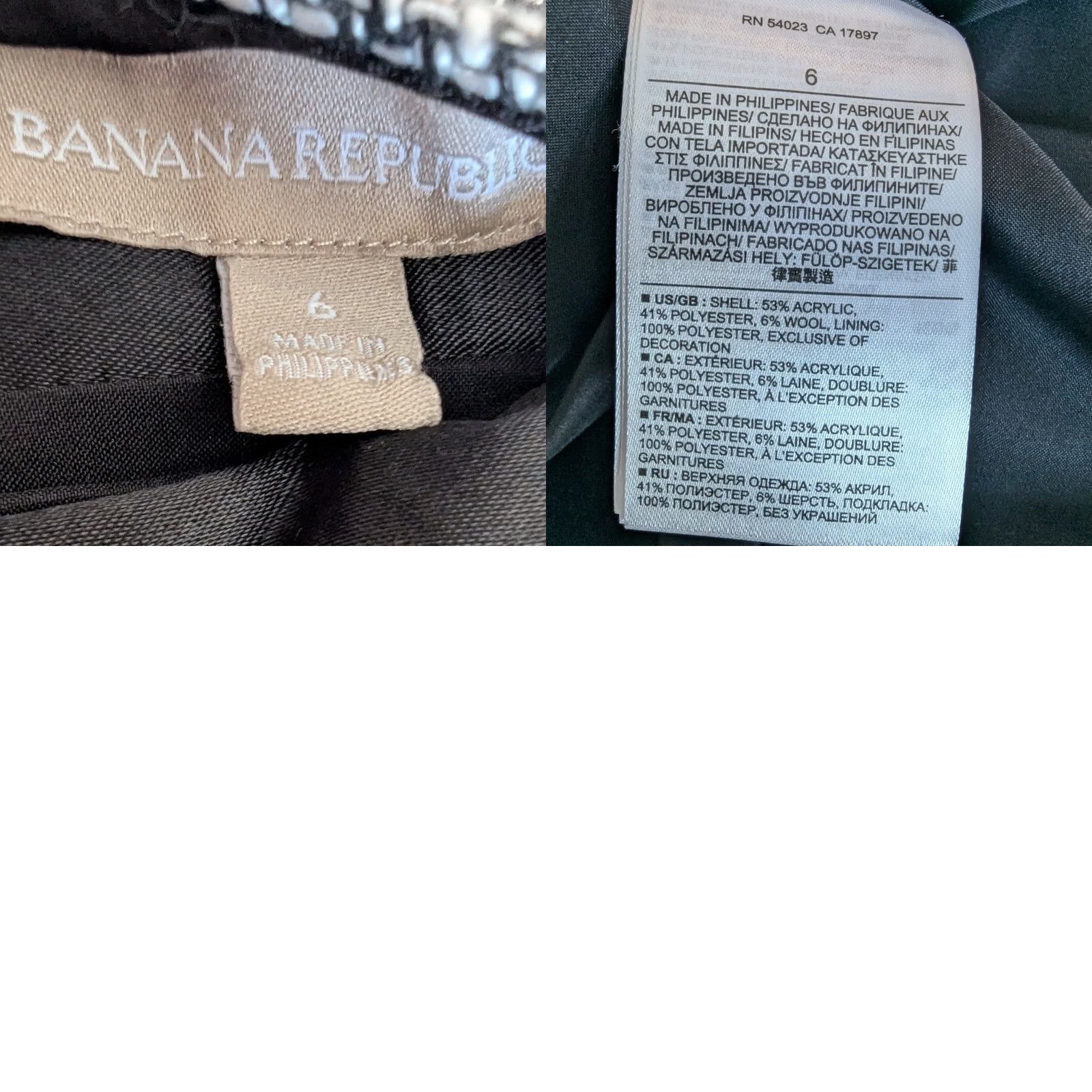 Banana Republic Banana Republic Skirt Black White Tweed Mini Zip Pockets Faux Leather Trim 6 Women Professional Office Siren Grunge Winter Fall Spring Vintage No Size 28" / US 6 / IT 42 - 8 Thumbnail