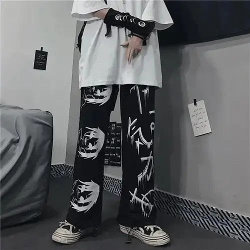 High Sport × Japanese Brand × Jean Black Harajuku printed anime sweatpants Size US 32 / EU 48 - 4 Thumbnail