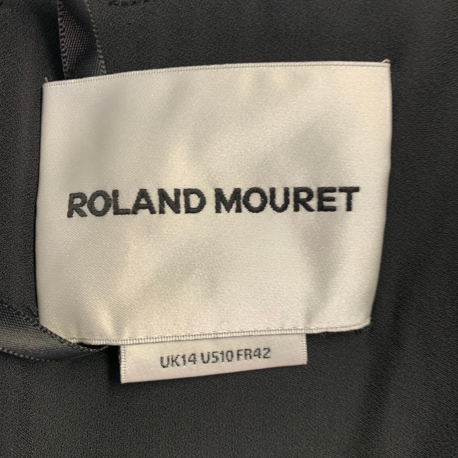 Roland Mouret 10 Monochrome Black White Polyester Blend Long Sleeve Midi Size L / US 10 / IT 46 - 7 Thumbnail