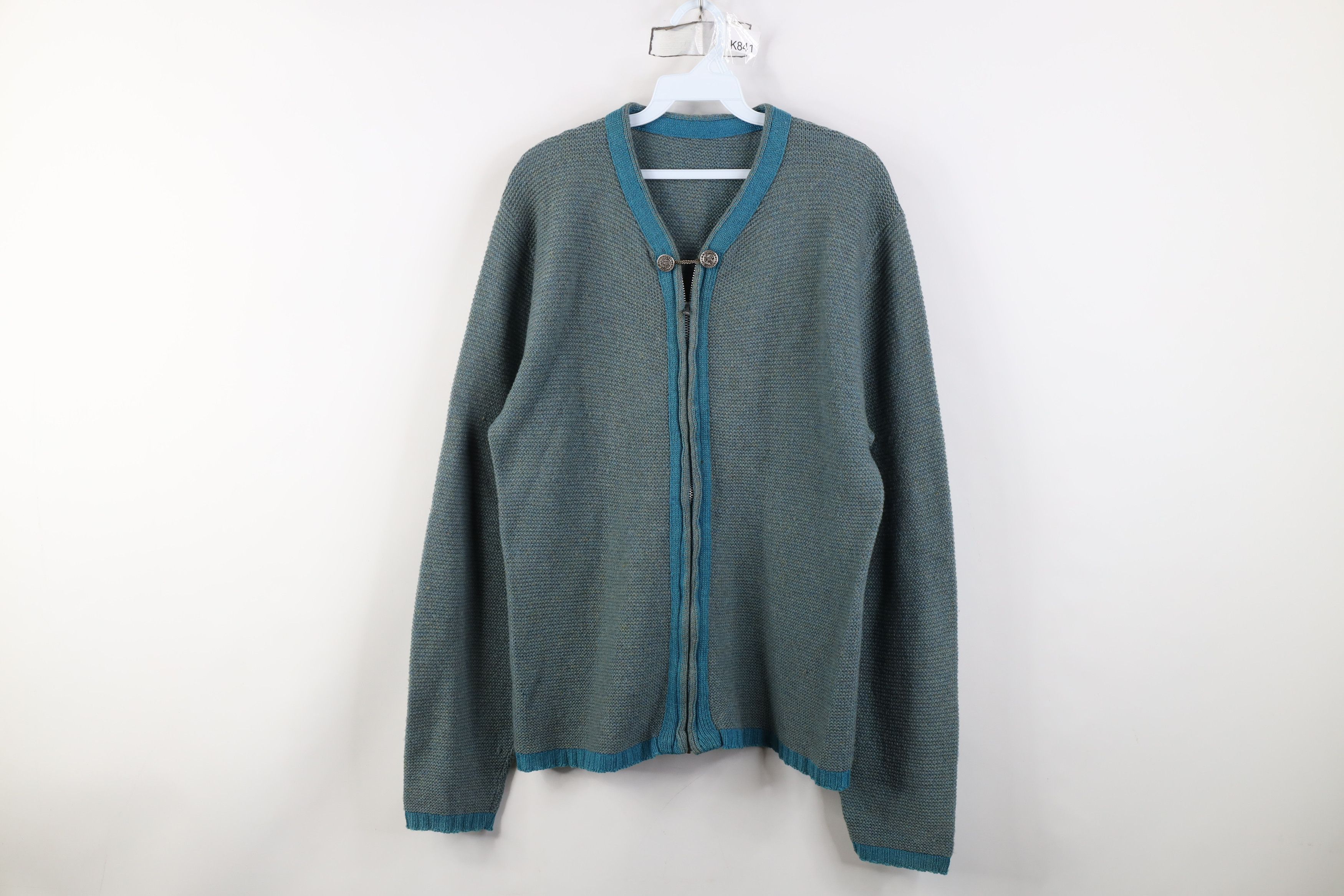 Vintage Vintage 50s Streetwear Chain Button Zip Cardigan Sweater USA Size US M / EU 48-50 / 2 - 1 Thumbnail