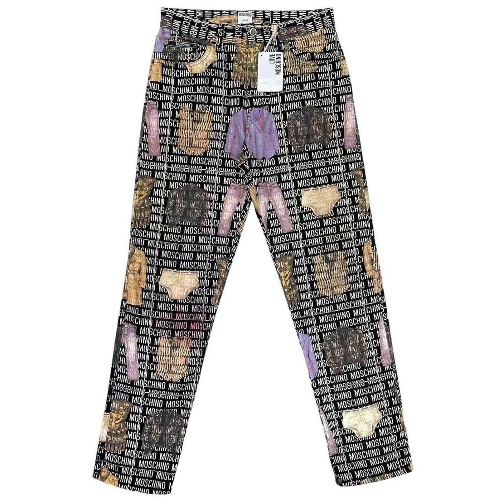 Moschino Vintage 1996 Moschino All Over Clothes Print Tapered Jeans Size US 34 / EU 50 - 2 Thumbnail