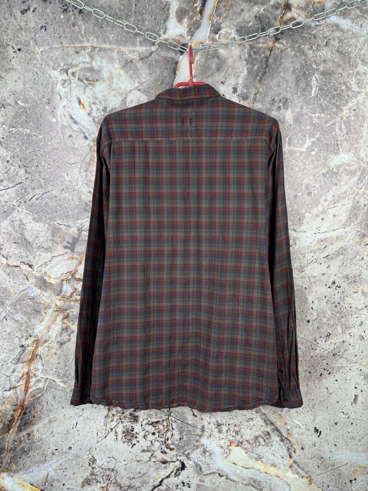 hannes roether Hannes Roether Plaid Button Up Shirt Red Grey Long Sleeve Size US XXL / EU 58 / 5 - 8 Thumbnail