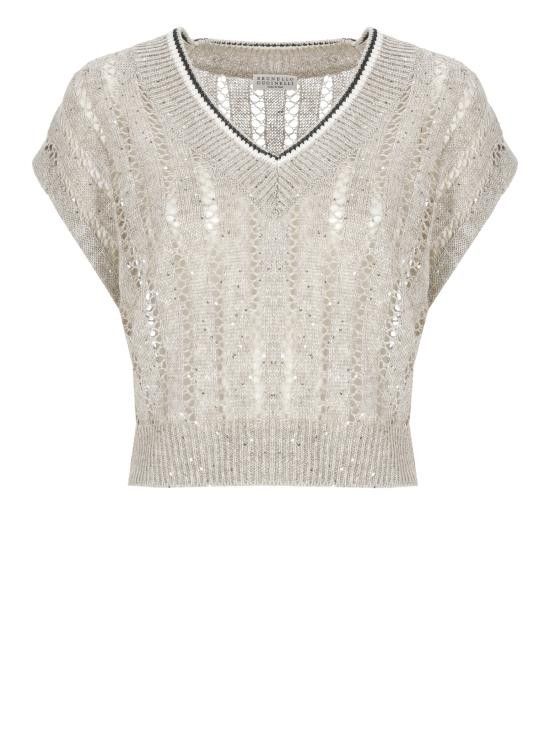 Tシャツ・カットソー BRUNELLO CUCINELLI PRECIOUS FAUX LAYERING T-SHIRT T-shirt with Precious Faux Layering for Woman in White