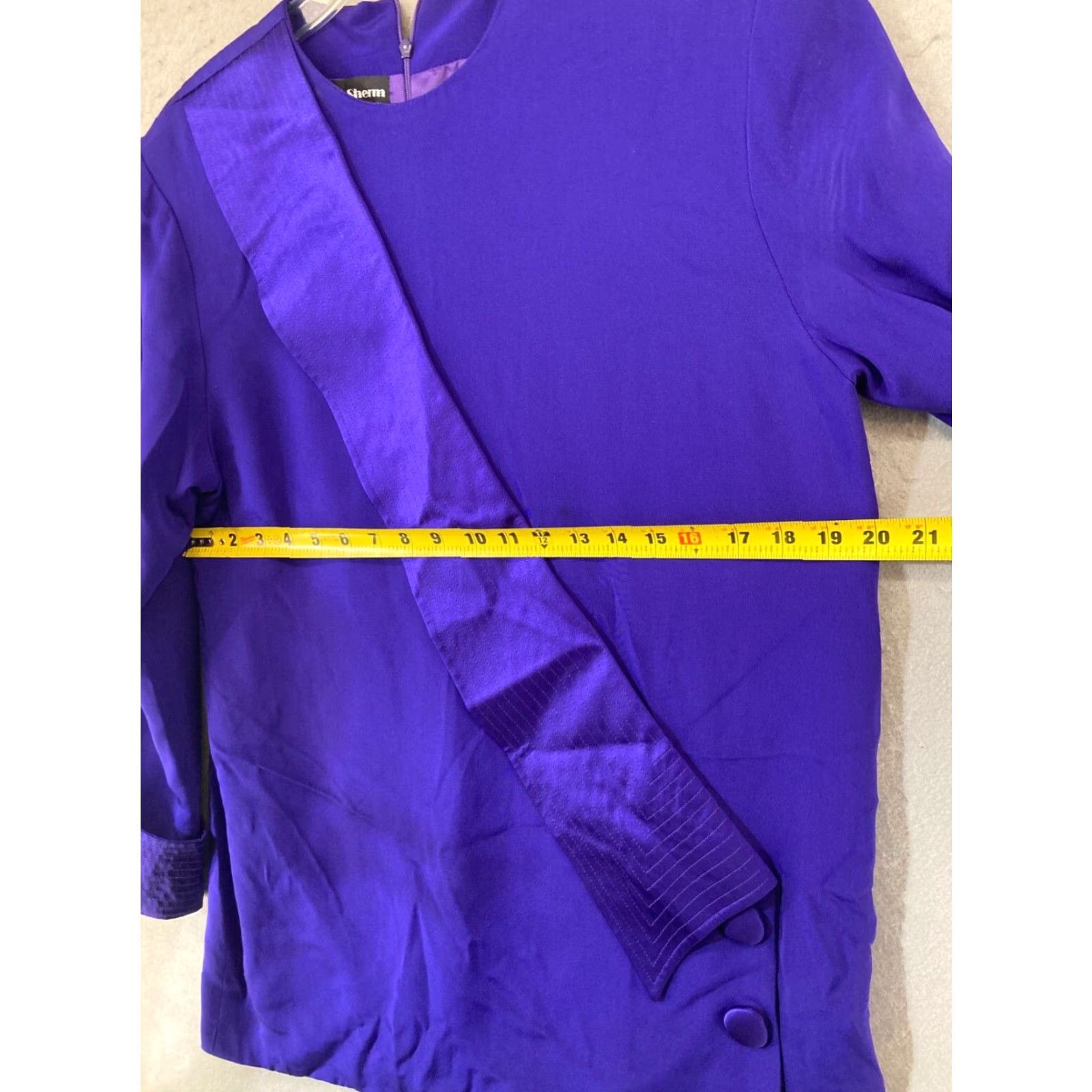 Vintage VINTAGE Roz Sherm Blouse Womens 12 Purple Silk 3/4 Sleeve 80s 90s USA MADE Size XL / US 12-14 / IT 48-50 - 3 Thumbnail
